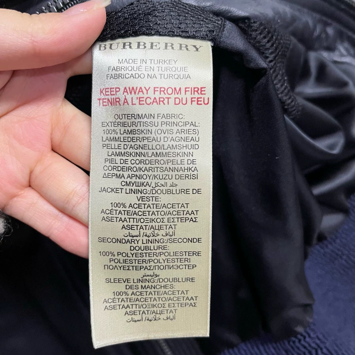 Burberry Burberry Latest Blue Solid Stand Collar Leather Jacket Size US M / EU 48-50 / 2 - 4 Thumbnail