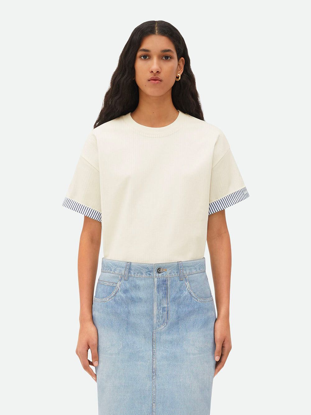 image of Bottega Veneta T-Shirt Size L in Chalk, Women's