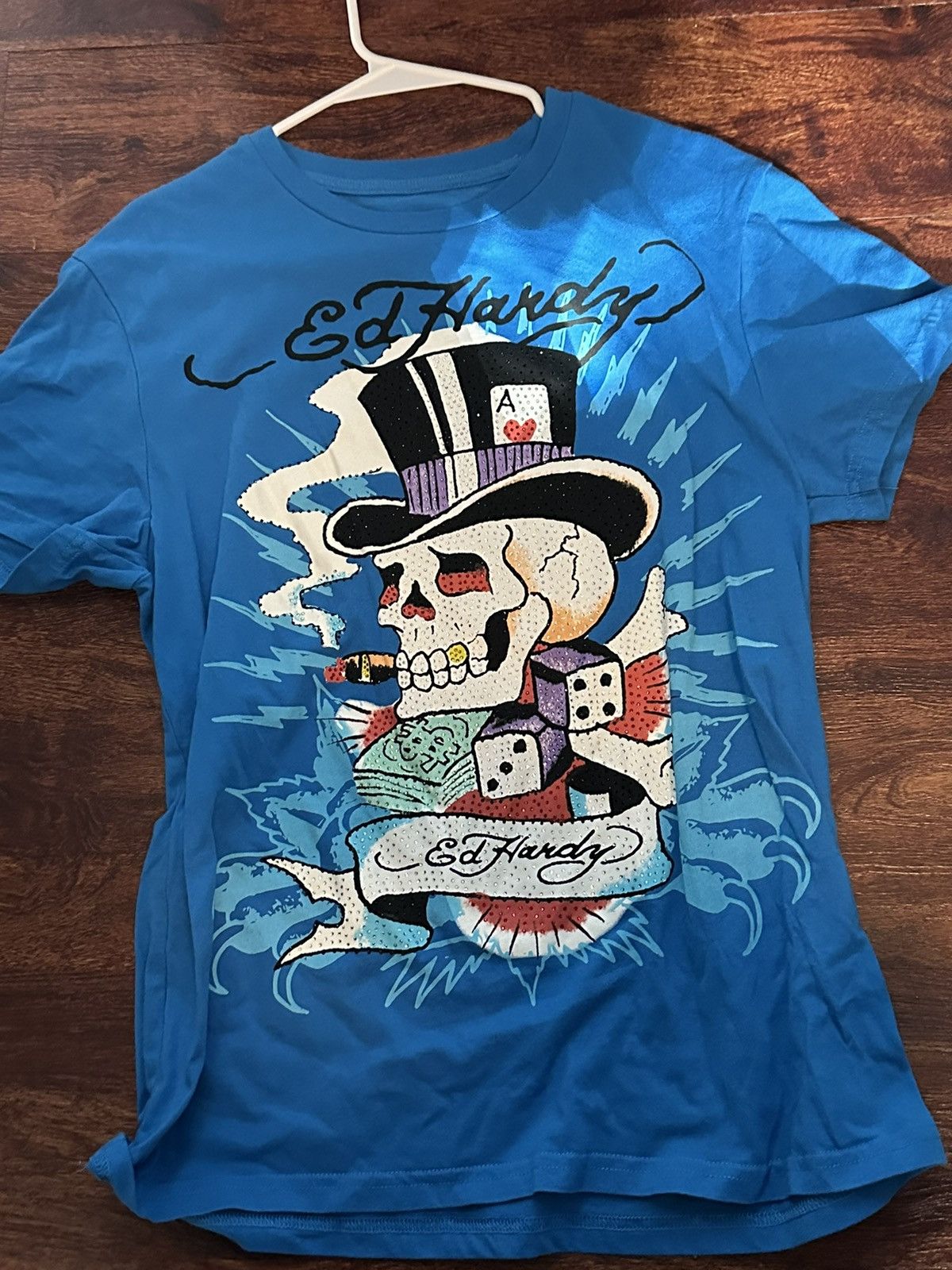 Ed Hardy Blue Bejeweled Ed Hardy Shirt Size US M / EU 48-50 / 2 - 1 Thumbnail