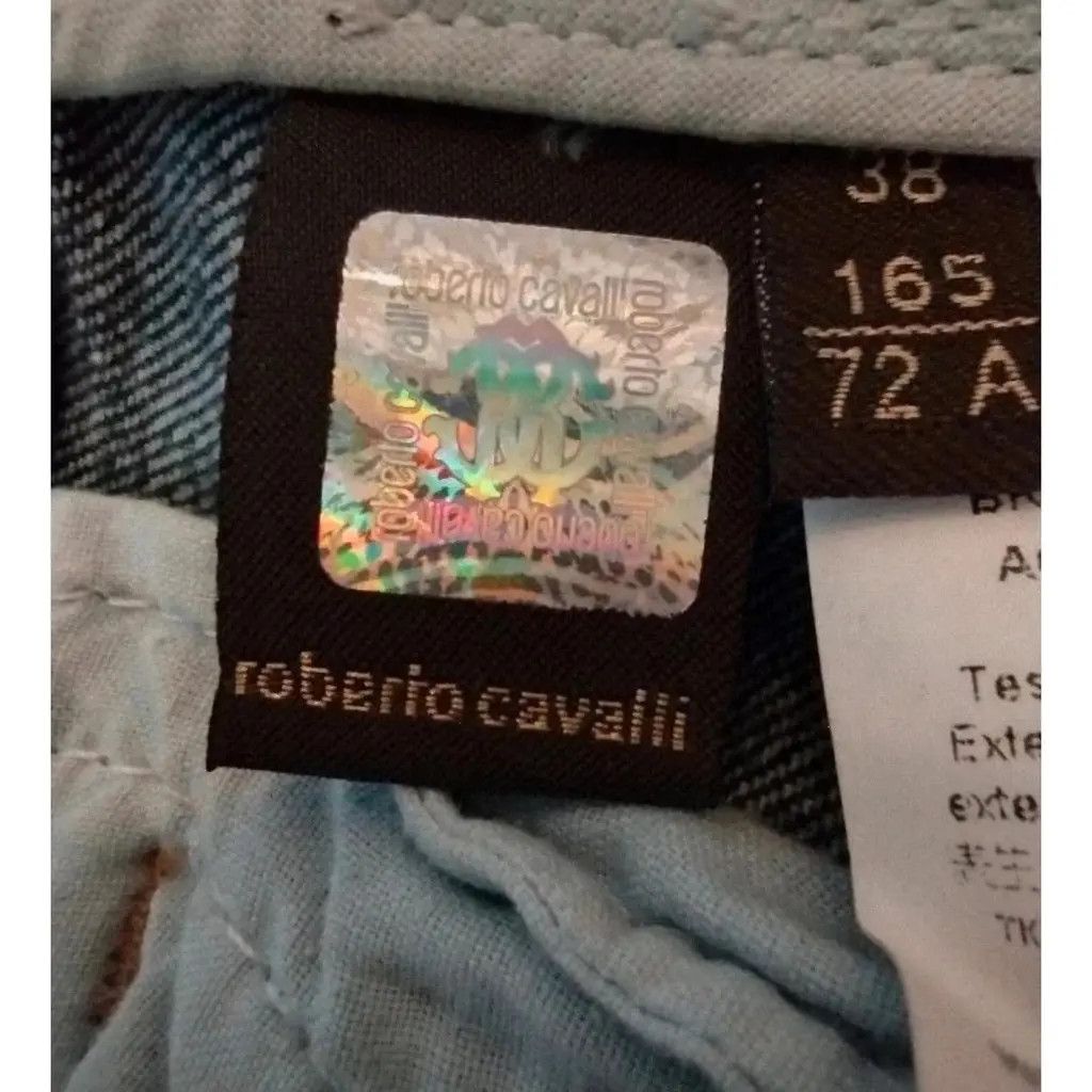 Roberto Cavalli RARE Roberto Cavalli Gold Botanical Embellished Jeans Size 26" / US 2 / IT 38 - 10 Thumbnail