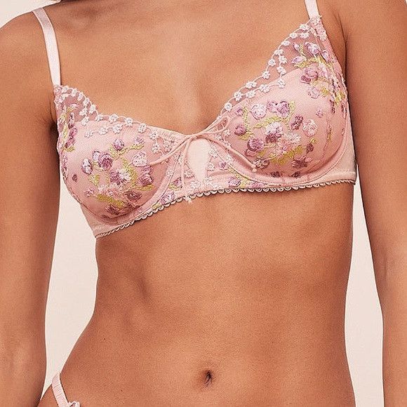 For Love & Lemons For Love & Lemons Lavender Fields Embroidery Bra Pink Size ONE SIZE - 1 Thumbnail