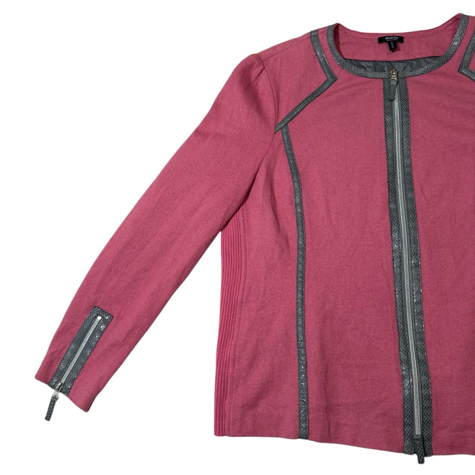 Other Basler Black Label Wool Jacket Zip Up Pink Gray Trim Size 44 Size XL / US 12-14 / IT 48-50 - 3 Thumbnail
