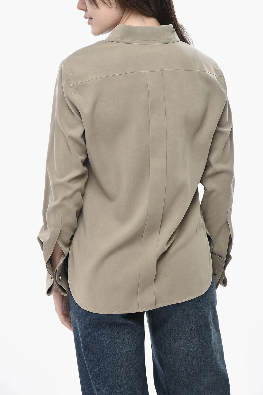 Max Mara og1mm0426 Silk Shirt in Beige Size S / US 4 / IT 40 - 2 Thumbnail