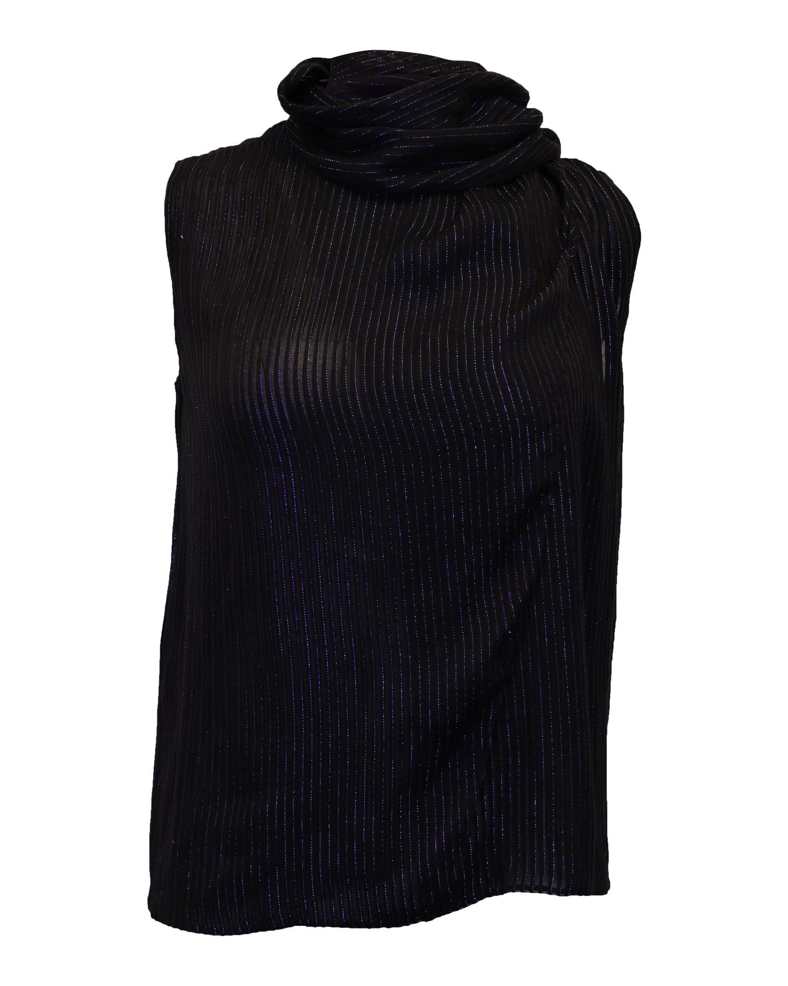 Image of Metallic Stripe Sleeveless Top In Black Silk By Gucci, Women's (Size Small)