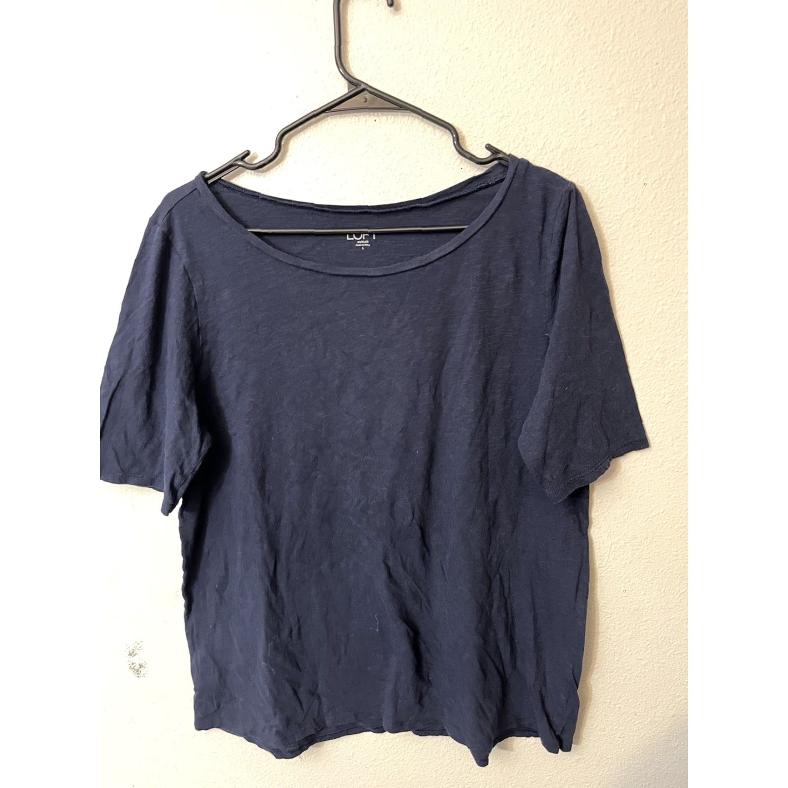 Loft LOFT Women's Tee Soft T Shirt Top Size Large Navy Blue Tee Cotton Blouse Size L / US 10 / IT 46 - 2 Thumbnail