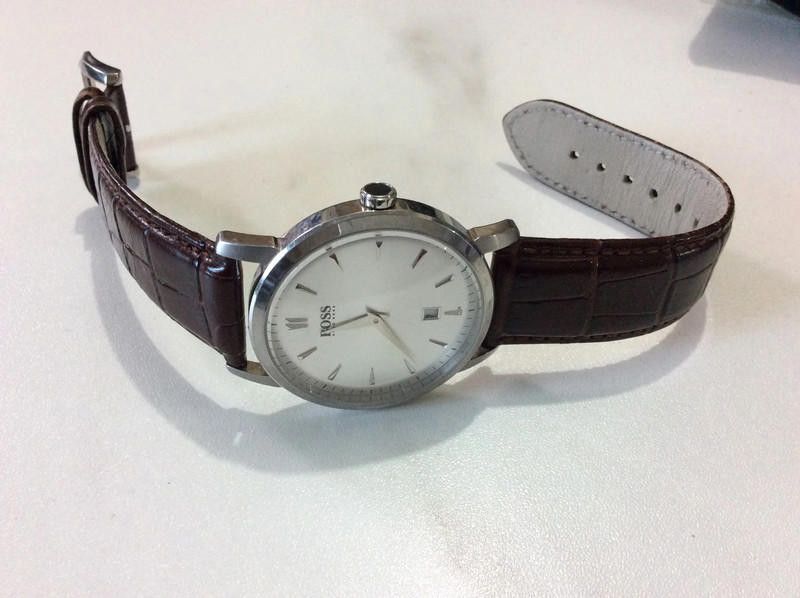 Designer Boss silver dial brown leather strap watch Size ONE SIZE - 6 Thumbnail