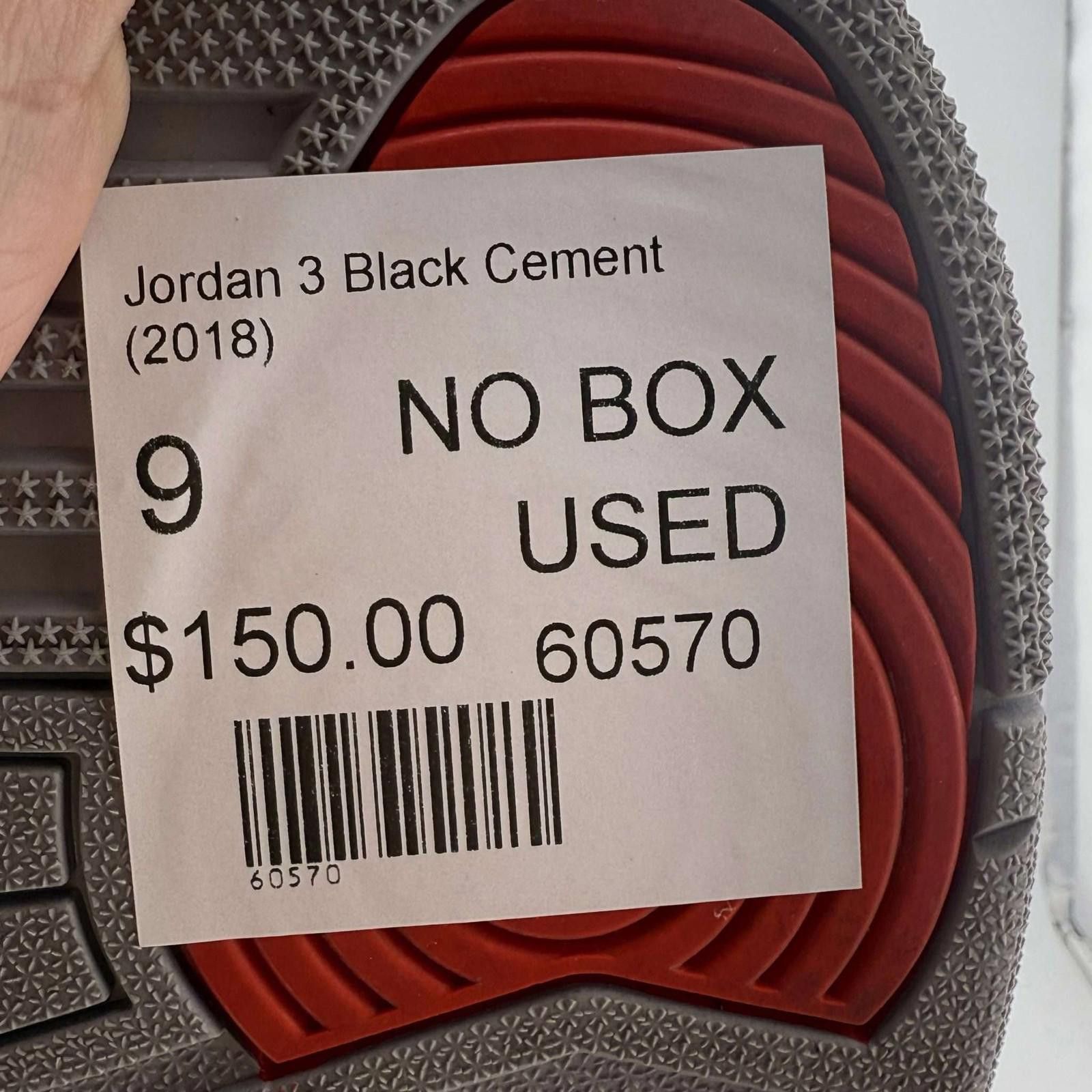 Jordan Brand Jordan 3 Black Cement 2018 US 9 Used No Box Size US 9 / EU 42 - 8 Thumbnail