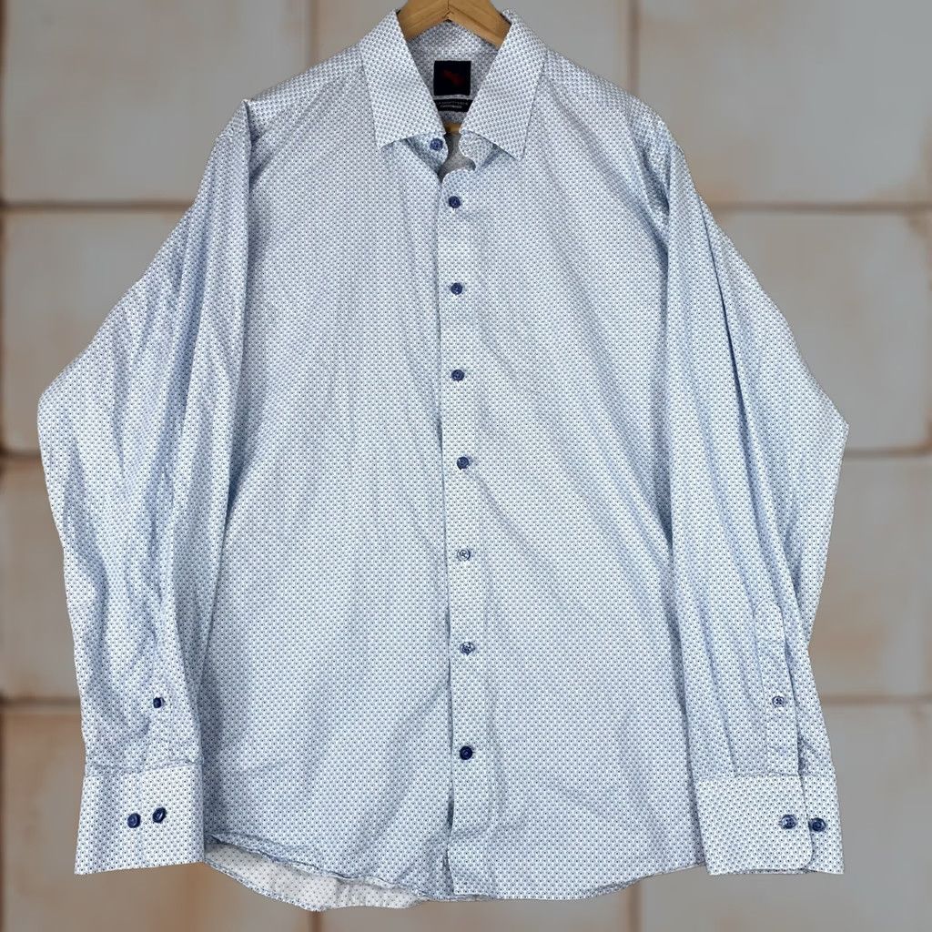 Vintage Datafit Button Down Shirt Mens XL Blue Geometric Print Long Sleeve Workwear Size US XL / EU 56 / 4 - 1 Thumbnail