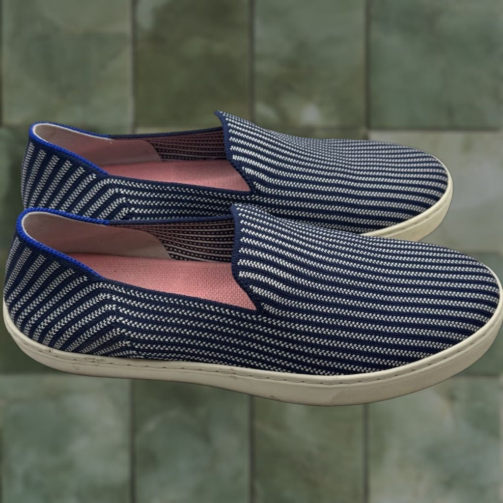 Rothy's ROTHY'S Riviera Pinstripe Slip On Sneakers Womens 8.5 Blue Pinstripe Slip On Casual Sneaker 39 EU 6 UK Size US 6 / IT 36 - 1 Thumbnail