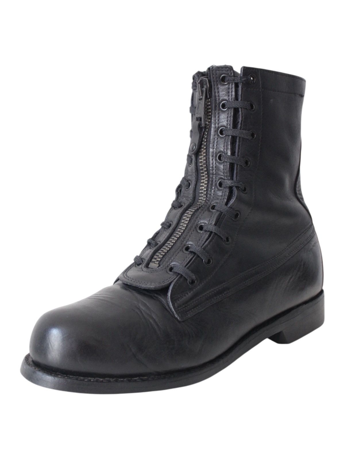 If Six Was Nine 1989 US ARMY BLACK LEATHER FRONT-ZIP COMBAT BOOTS Size US 9 / EU 42 - 8 Thumbnail