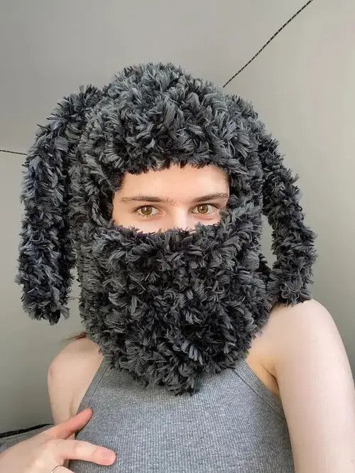 Handmade × Japanese Brand Handmade Knitted Mohair Balaclava Ski Mask Rabbit Style Size ONE SIZE - 1 Thumbnail