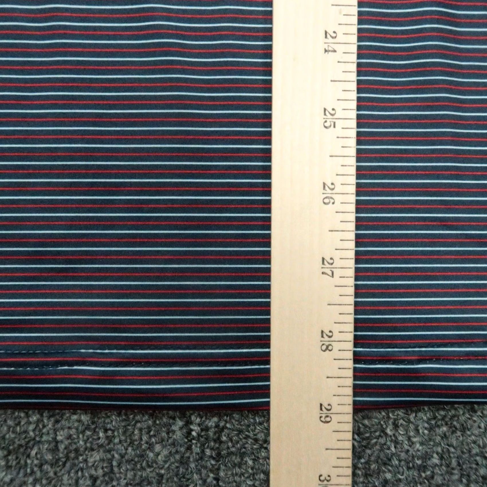 CO Collars & Co. Shirt Mens Medium Blue Striped Polo Short Sleeve Dress Collar Satin/Stretch Polyester Spandex Size 40R - 7 Thumbnail