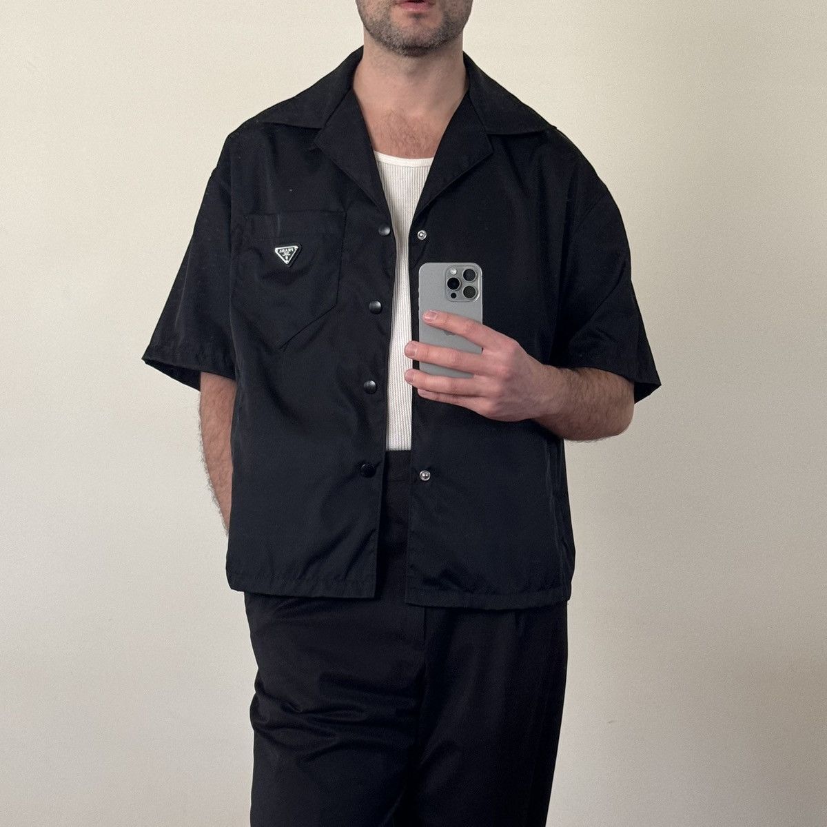 Prada Re-Nylon short-sleeved shirt | Grailed