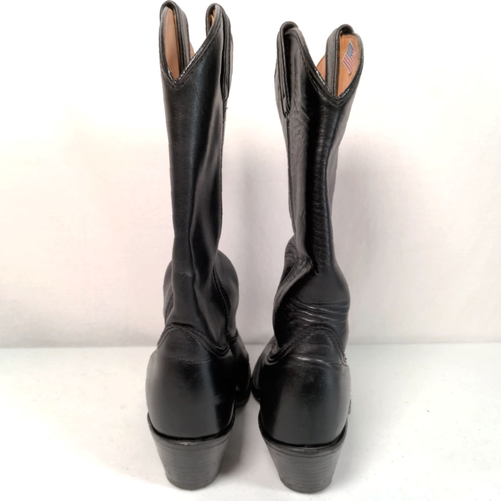 Doublet VINTAGE Double-H Western Cowgirl Boots Women 7M Leather Black Mid-Calf Pointed Toe Casual Fall Winter Size US 7 / IT 37 - 5 Thumbnail