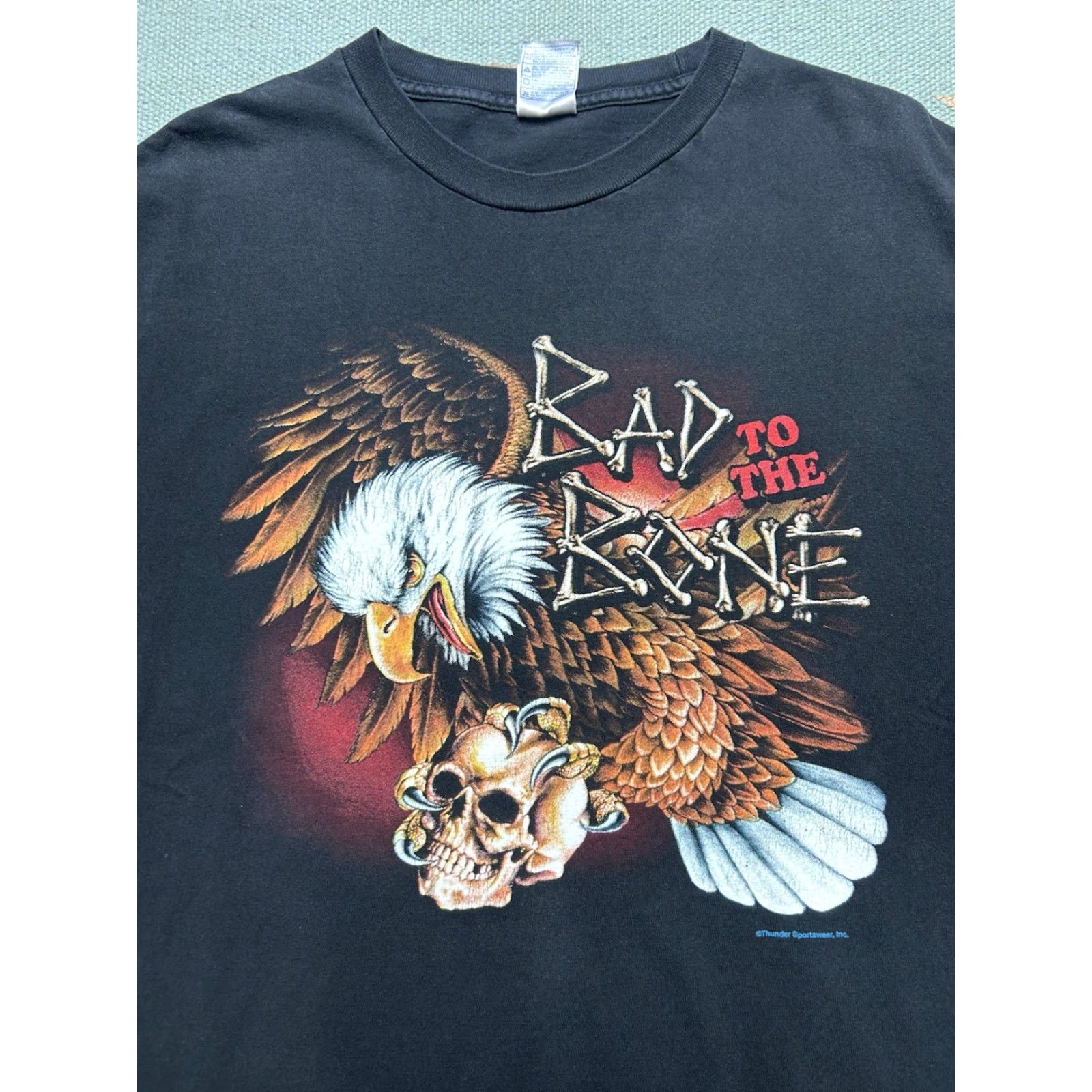 Vintage VINTAGE Sportswear T-Shirt Black Large Mens Skull Eagle Thunder Graphic Size US L / EU 52-54 / 3 - 2 Thumbnail