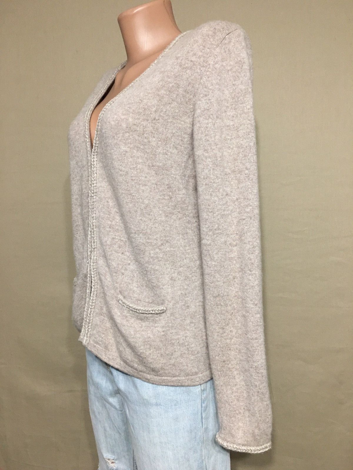 Designer Bongenie Grieder Beige Cashmere Sweater Cardigan Size L Size L / US 10 / IT 46 - 2 Thumbnail