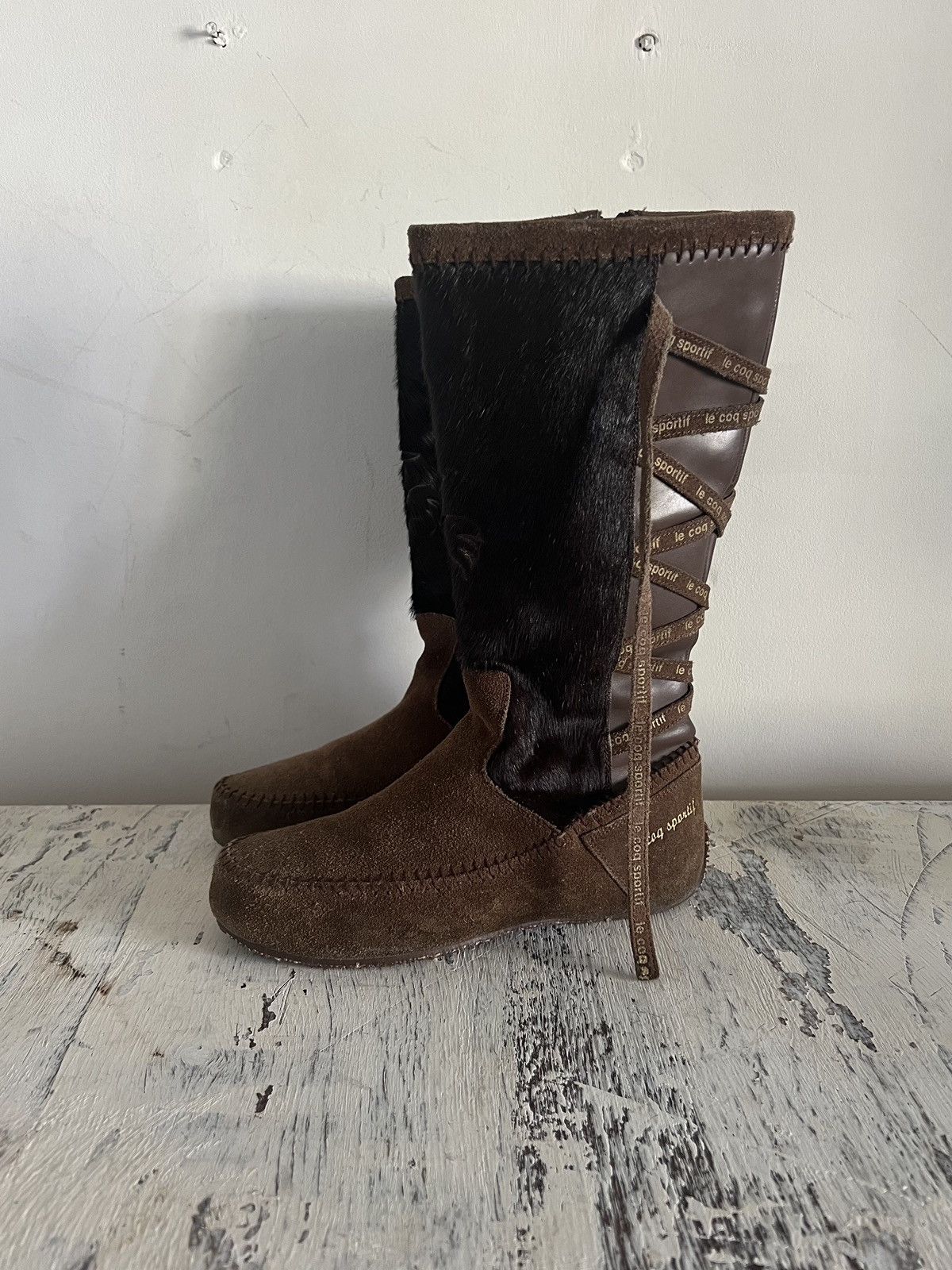Le Coq Sportif × Vintage Le Coq Sportif vintage suede fur hi top sneakers Size US 7 / IT 37 - 1 Thumbnail