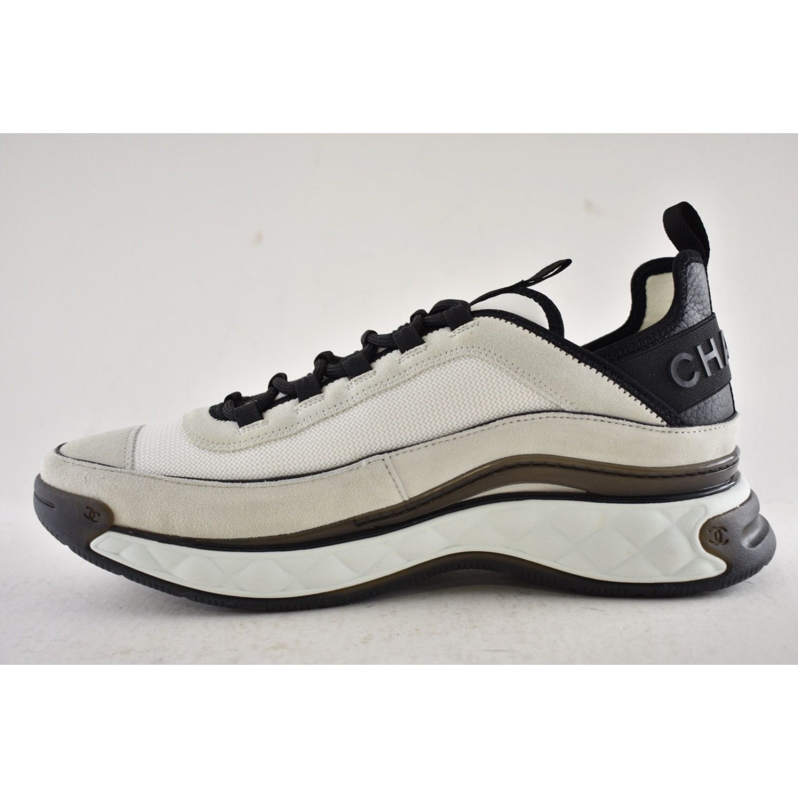 Chanel Mens White Grey Black CC Logo Low Top Trainer Sneaker 11 Size US 11 / EU 44 - 5 Thumbnail