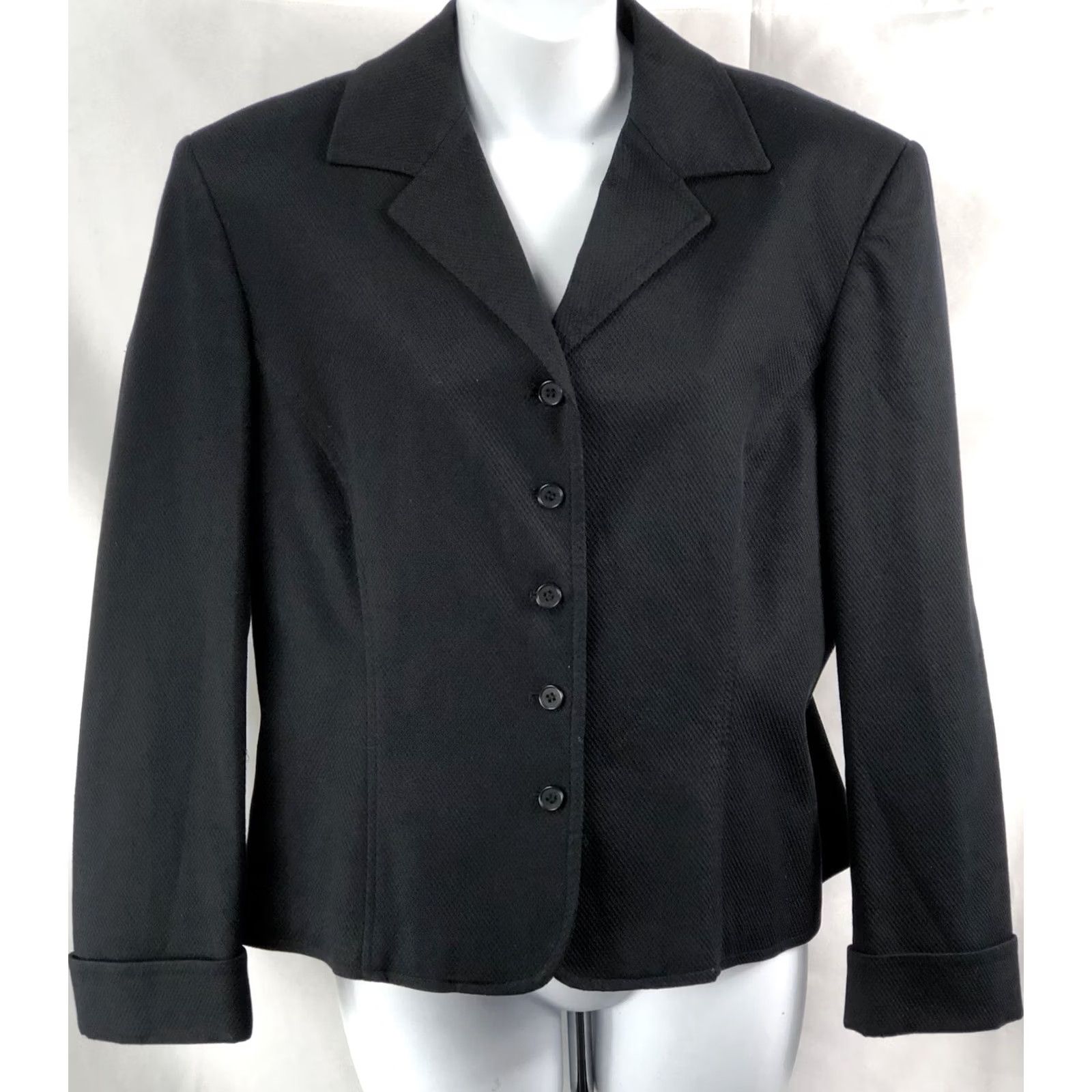 Jones New York Jones NY blazer jacket 14 black button front notch collar Long Sleeve Lined Women Blazer 14 Black Career Office Workwear Formal Vintage: No Size XL / US 12-14 / IT 48-50 - 2 Thumbnail