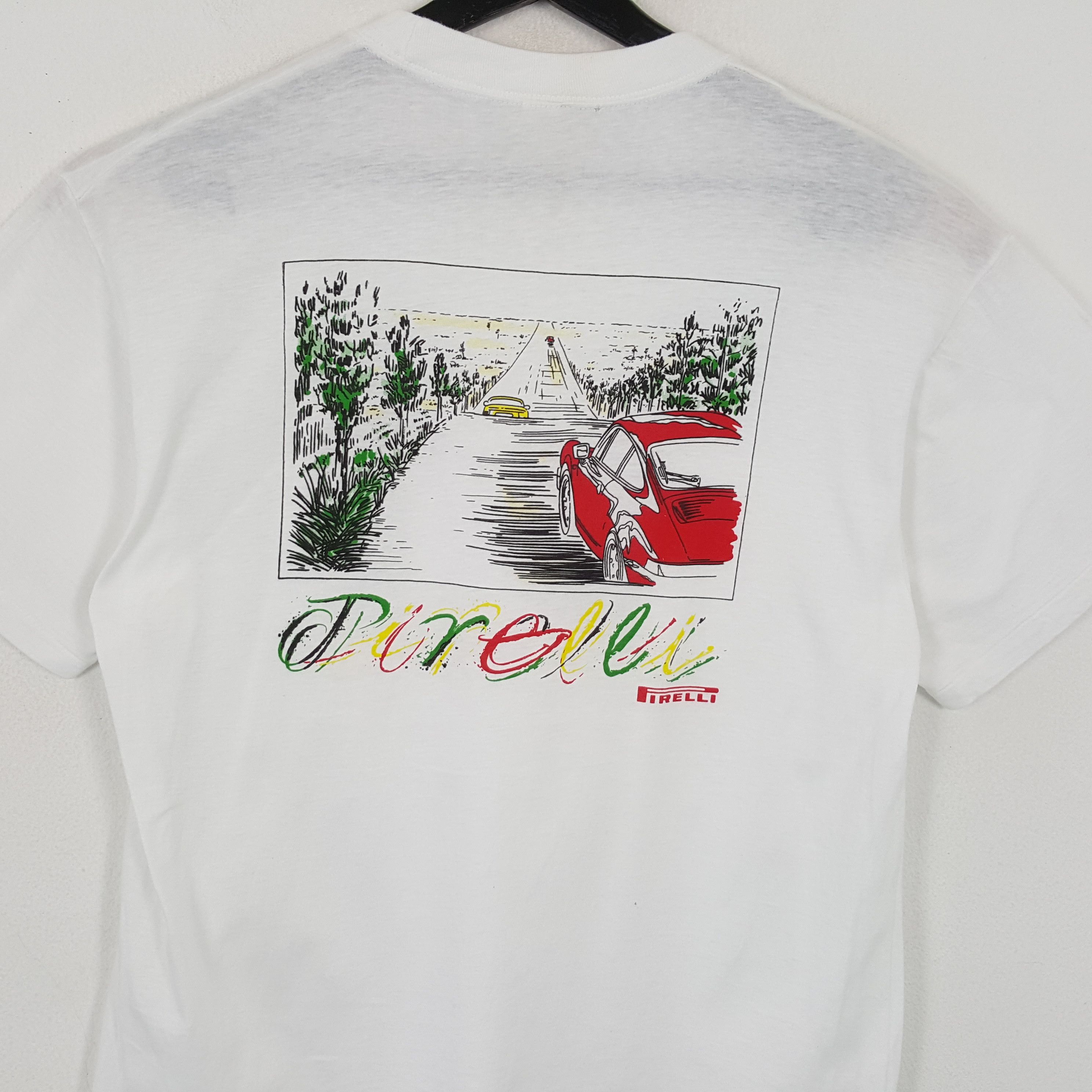 Pirelli × Vintage PIRELLI Tshirt Backprint Design Cars Design Size US M / EU 48-50 / 2 - 2 Thumbnail