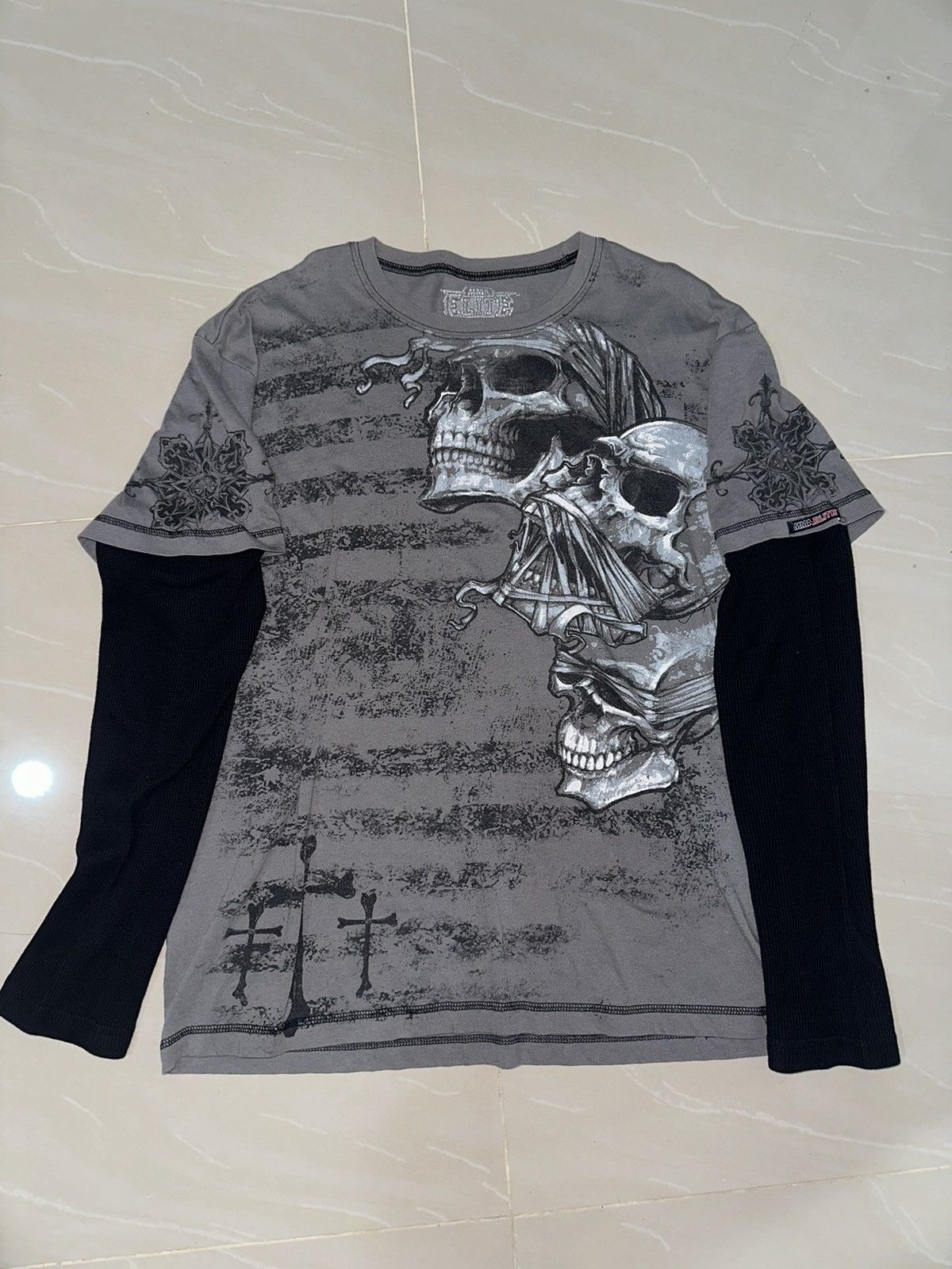 Affliction × Streetwear × Vintage MMA Elite long sleeve t