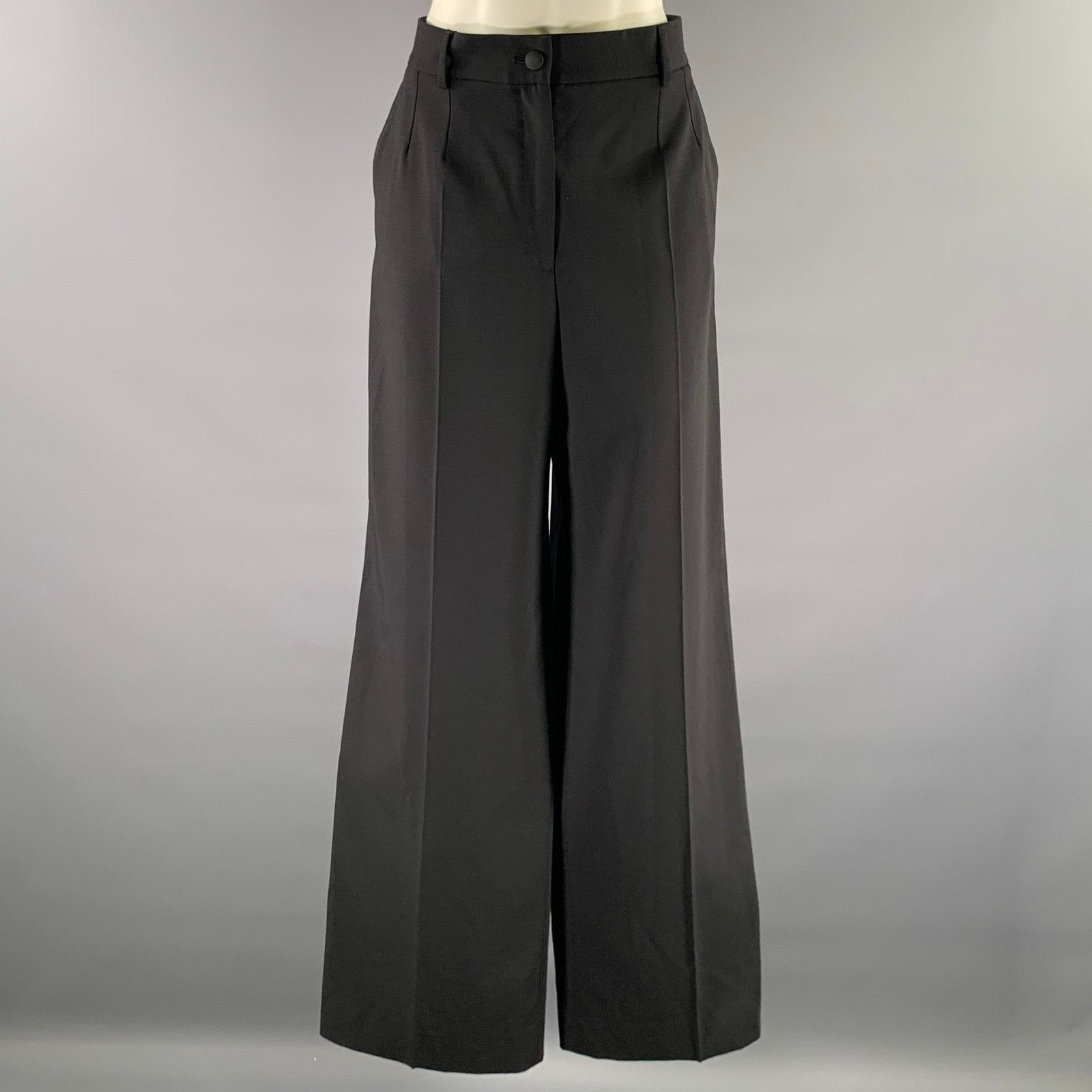 Dolce & Gabbana DOLCE & GABBANA Size 10 Black Wool Trouser Cut Pants Size US 44 / EU 60 - 1 Thumbnail