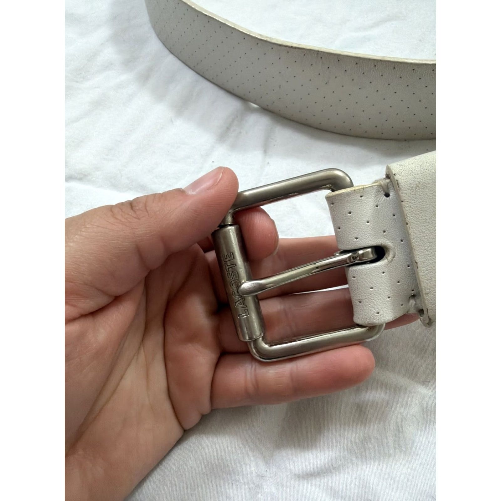 Lacoste Lacoste White Leather Belt Size 40 Men Belt Leather White Lacoste 40 Mens Size 40 - 2 Thumbnail