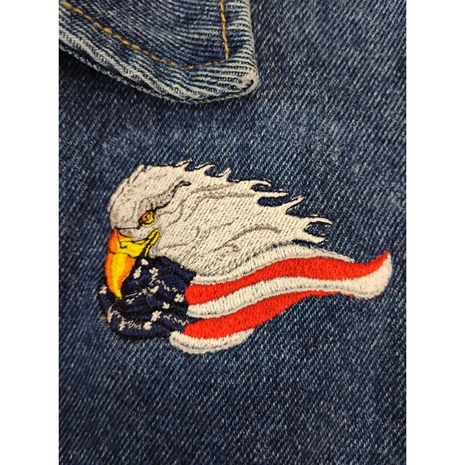 Wrangler VINTAGE Wrangler Denim Jacket Large 90s Cowboy Western Bomber Jacket Blue Embroidered Pockets Mens Size US L / EU 52-54 / 3 - 2 Thumbnail