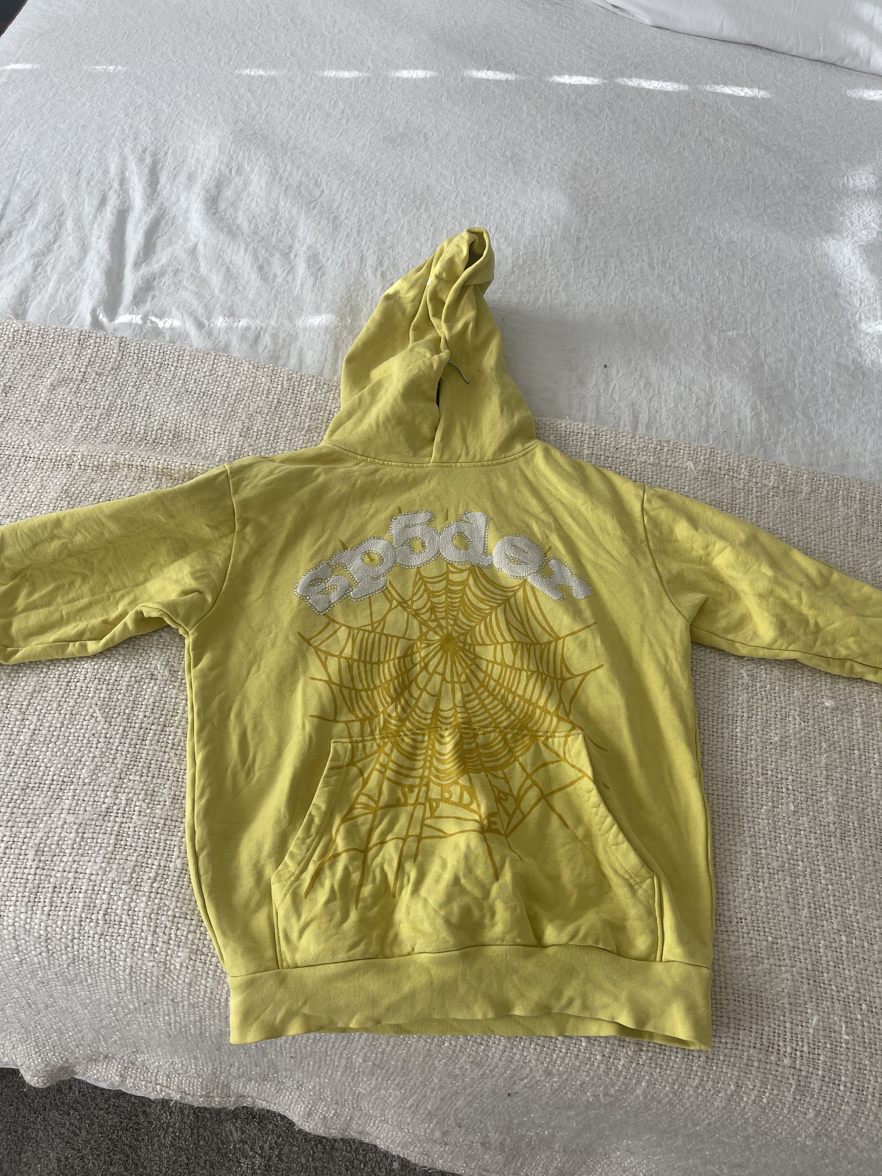 image of Spider Worldwide Yellow Hoodie in Yellow/White, Men's (Size Medium)