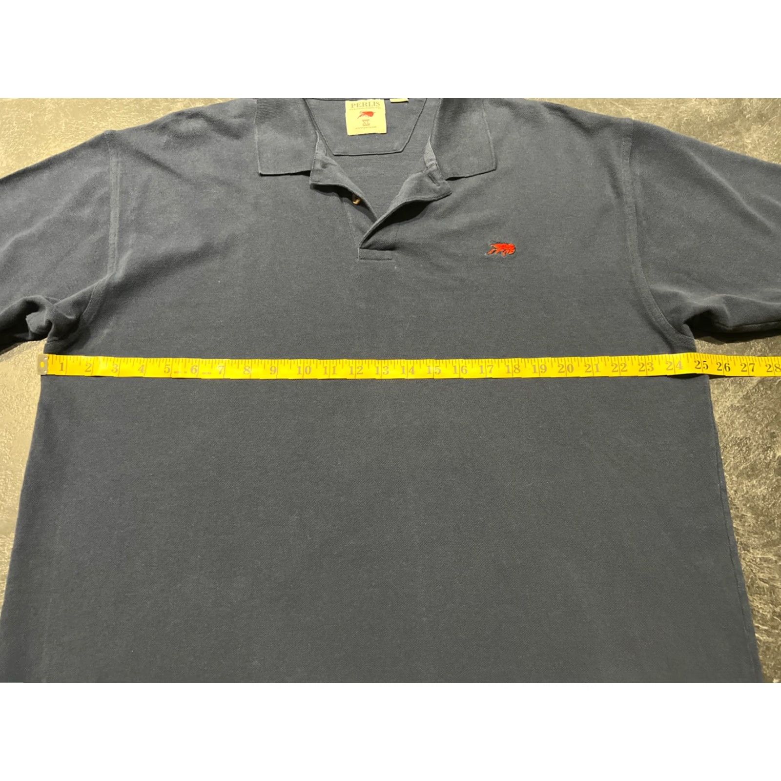 Vintage VINTAGE Perlis Polo Shirt Men XL Short Sleeve Cotton Navy Blue Solid 46 Chest 30 in Regular Fit American Theme Size US XL / EU 56 / 4 - 6 Thumbnail