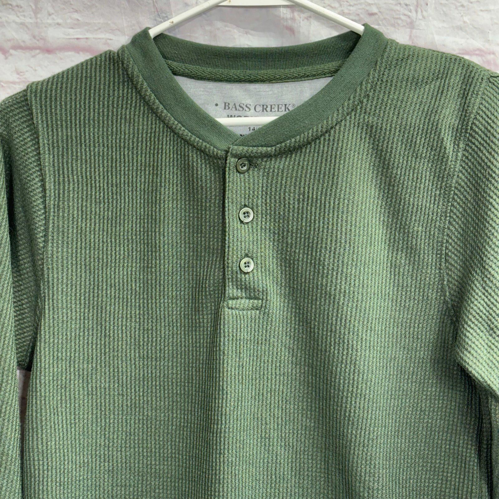 Other Bass Creek Green Waffle Knit Henley Shirt Boys 14/16 NWT Size US XL / EU 56 / 4 - 2 Thumbnail