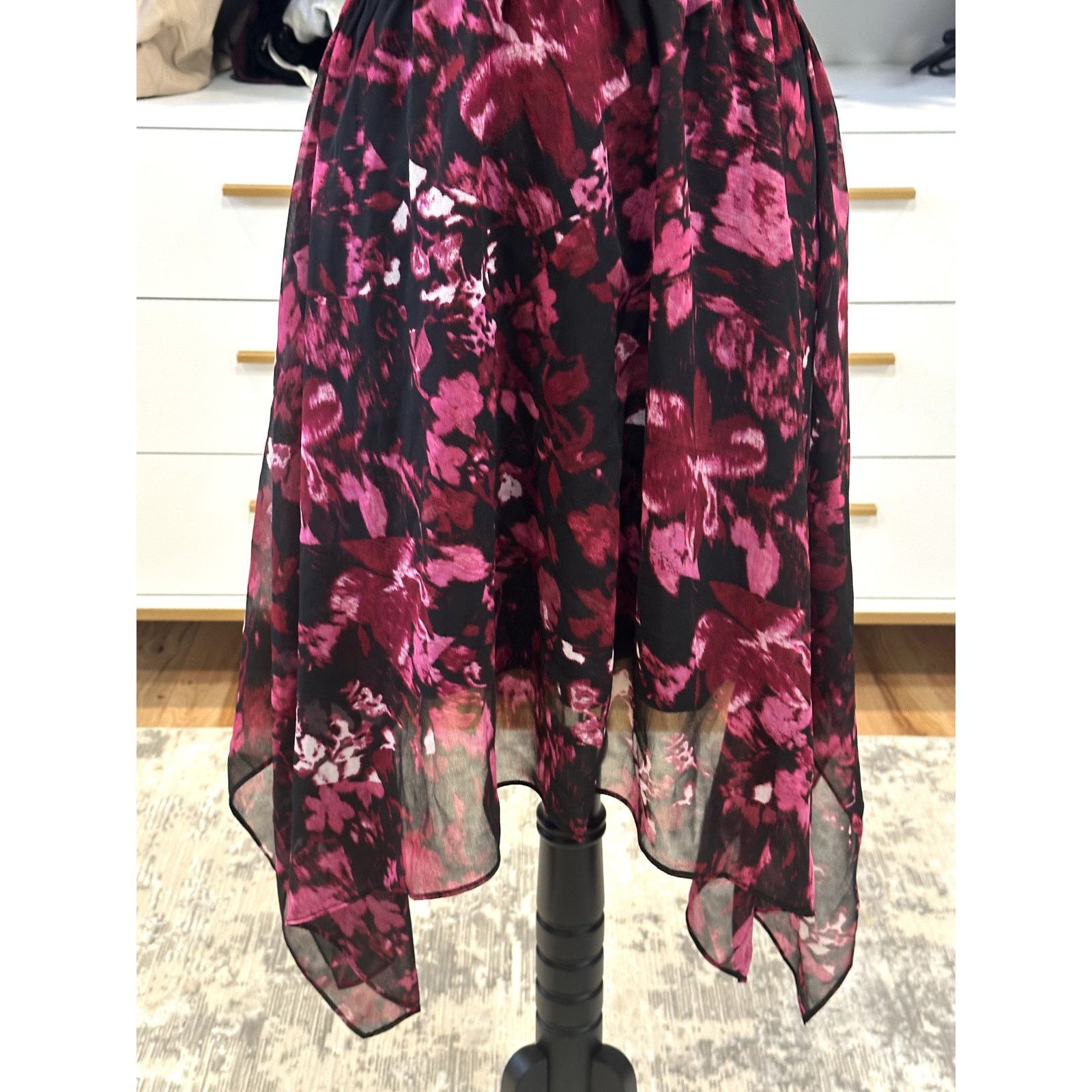 Steve Madden Steve Madden Purple Black Floral HighLow Flutter Dress S NWT Size S / US 4 / IT 40 - 4 Thumbnail