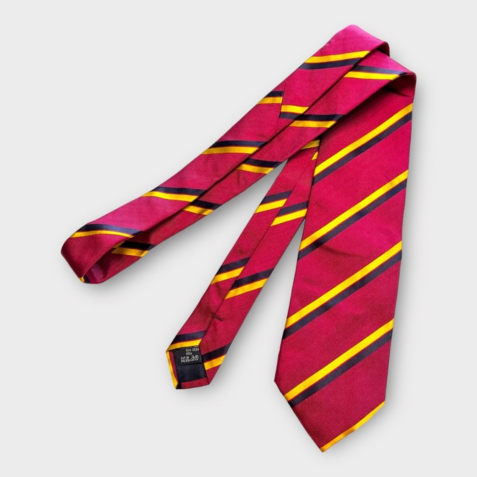 Burberry BURBERRY berry, navy & gold diagonal stripe silk tie Size ONE SIZE - 4 Thumbnail
