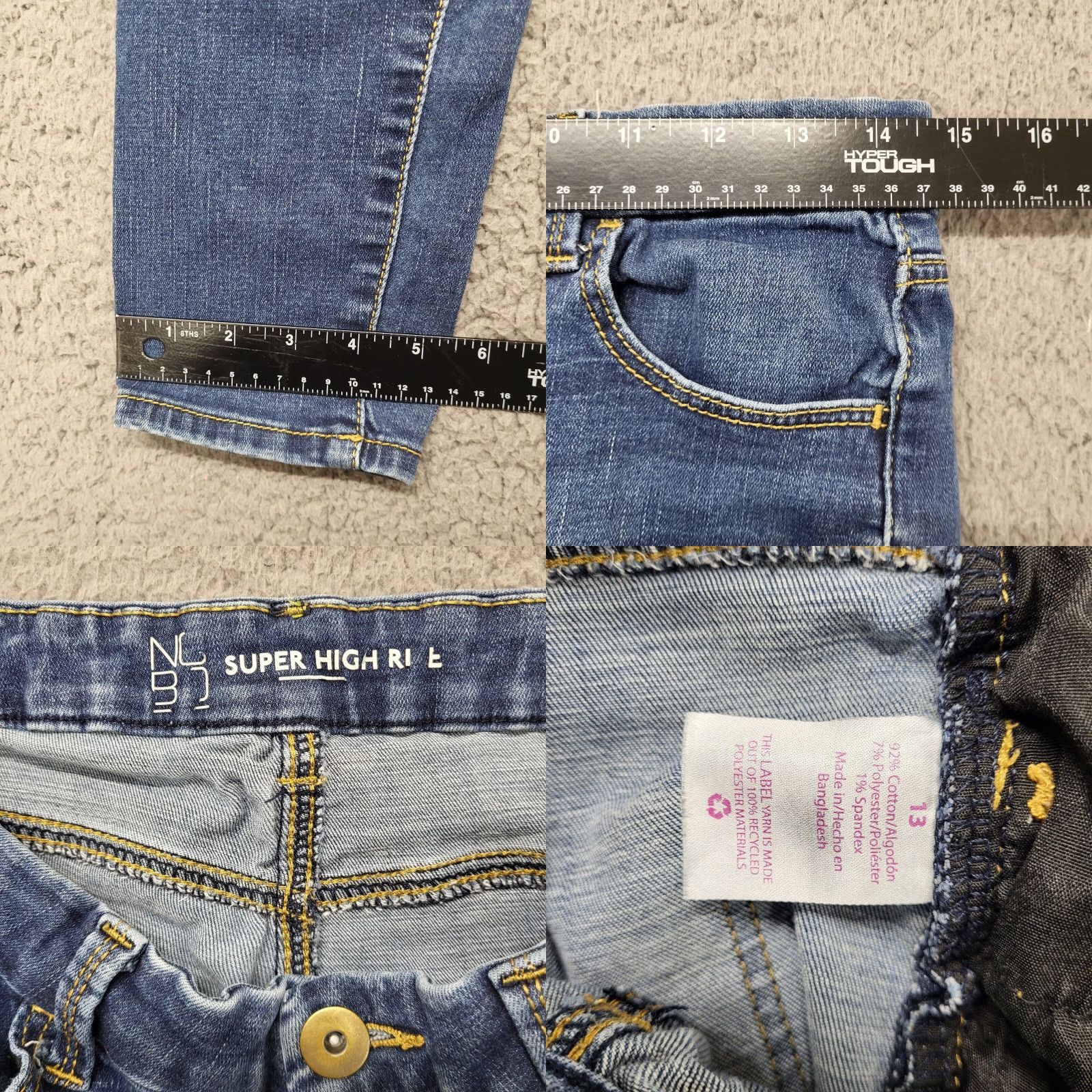 Vintage VINTAGE: NoBo Jeans Womens Size 13 Distressed Jeans Stretch High Rise Tapered Denim 28x26 Size 34" / US 12 / IT 48 - 8 Thumbnail