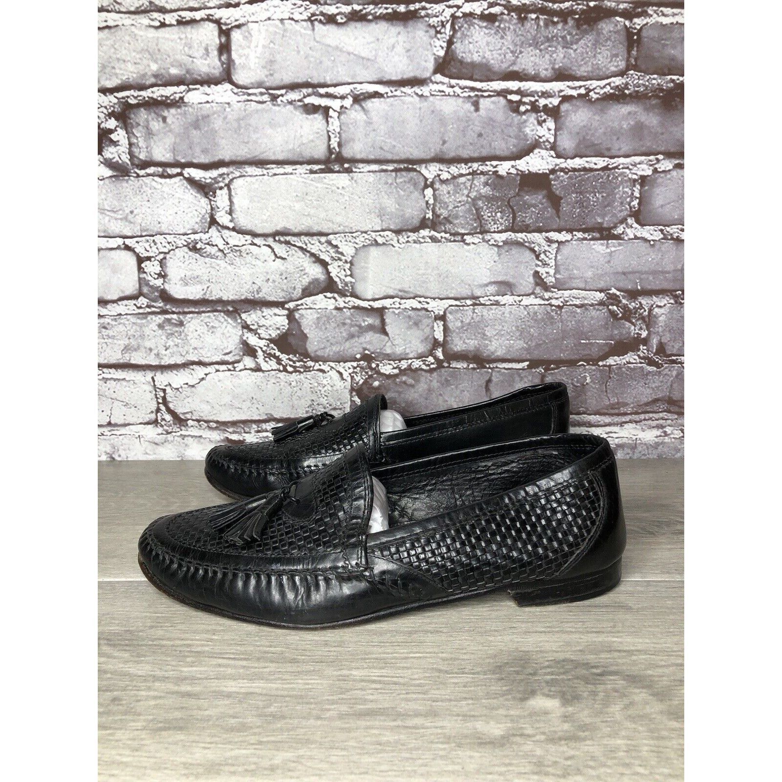 Other Santorini Black Leather BasketWeaves Woven Tassel Loafers Me Size US 9.5 / EU 42-43 - 8 Thumbnail