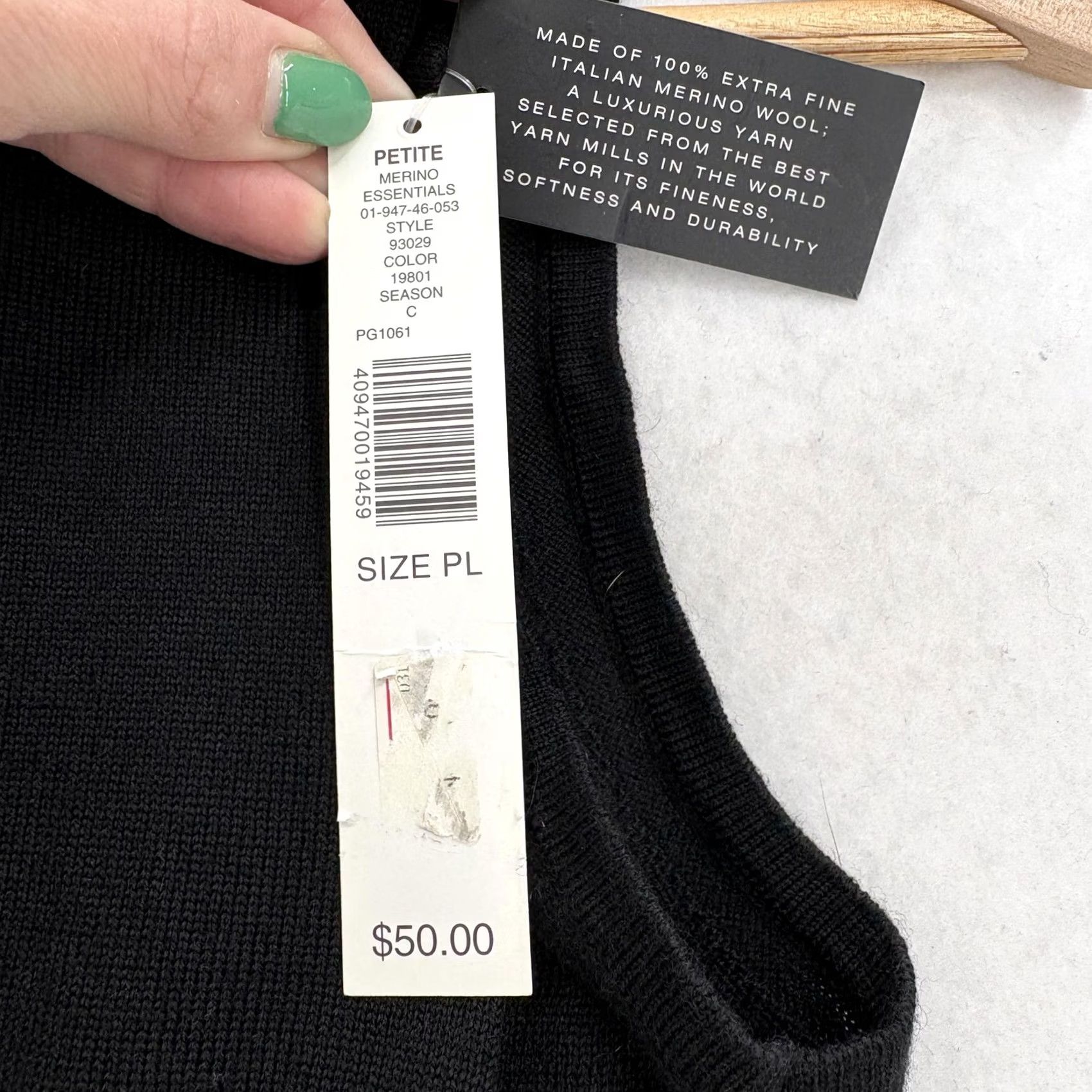 Vintage Kate Hill Sweater Vest Womens PL Black 100% Merino Wool Turtleneck Italy NWT Size L / US 10 / IT 46 - 5 Thumbnail