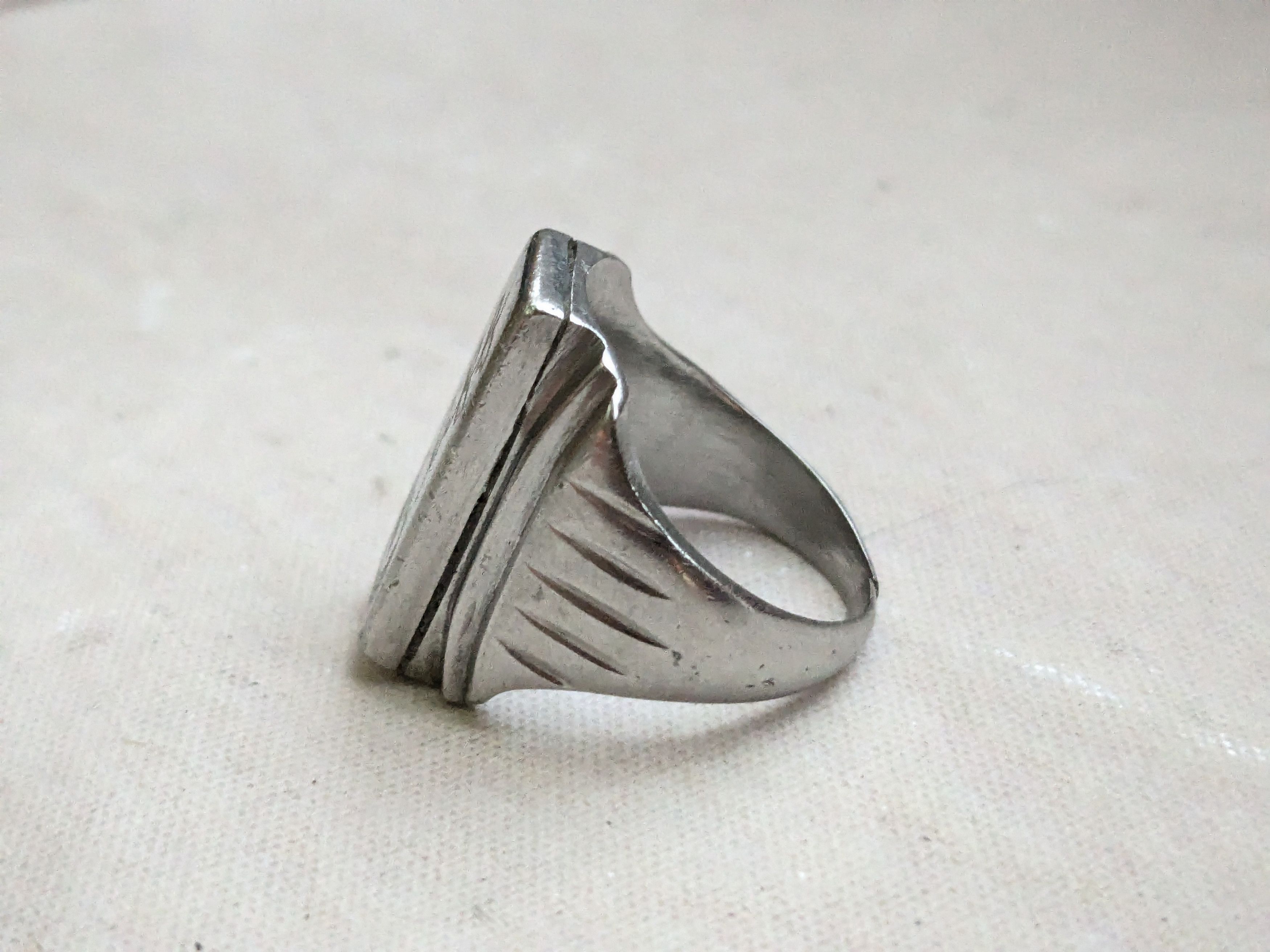 Sterling Silver Vintage Sterling Silver Signet Ring 9 Rectangle Size ONE SIZE - 3 Thumbnail