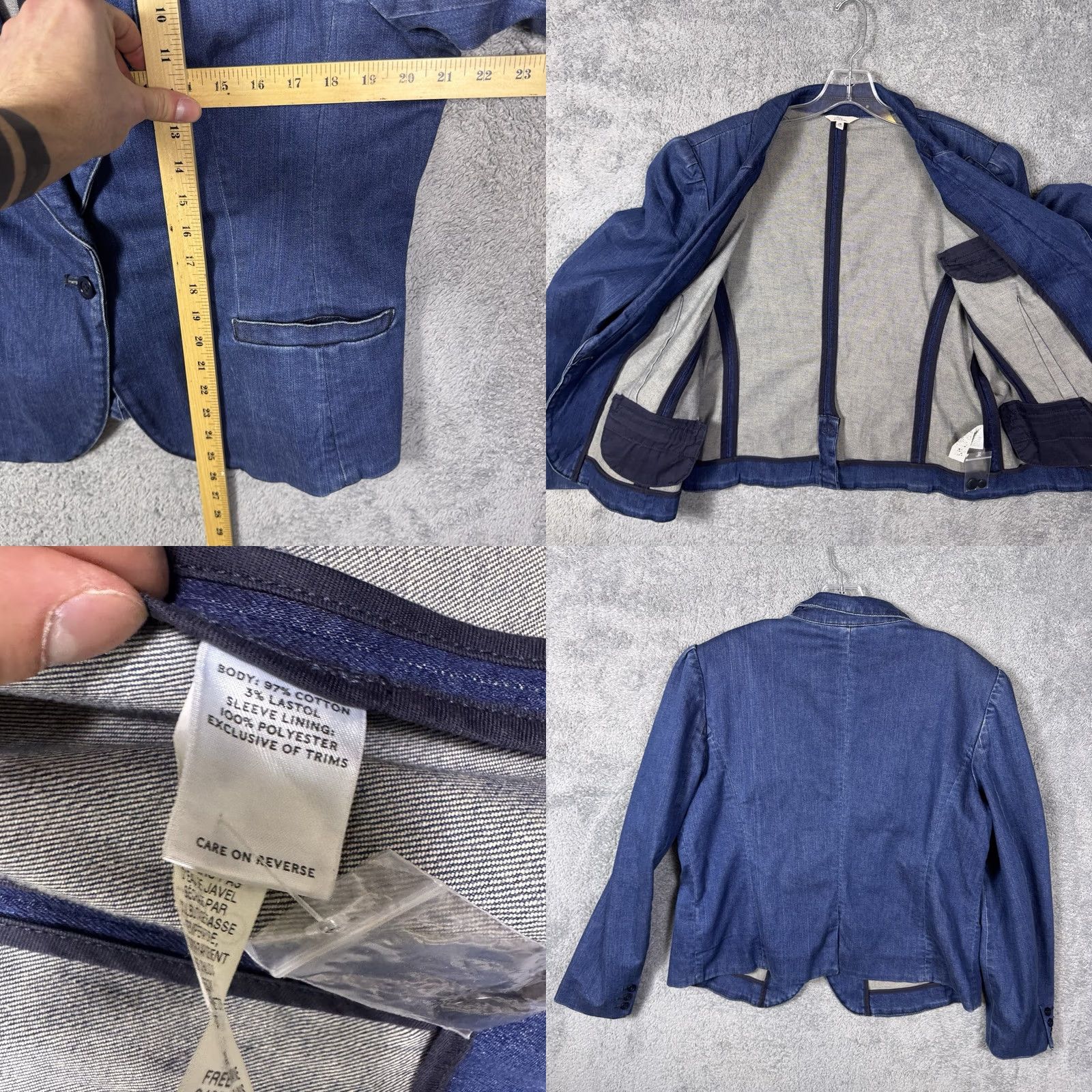 Vintage LL Bean Chore Jacket Womens 18 Blue Denim Blazer Equestrian Field Barn Cargo Size XXL / US 16-18 / IT 52-54 - 8 Thumbnail