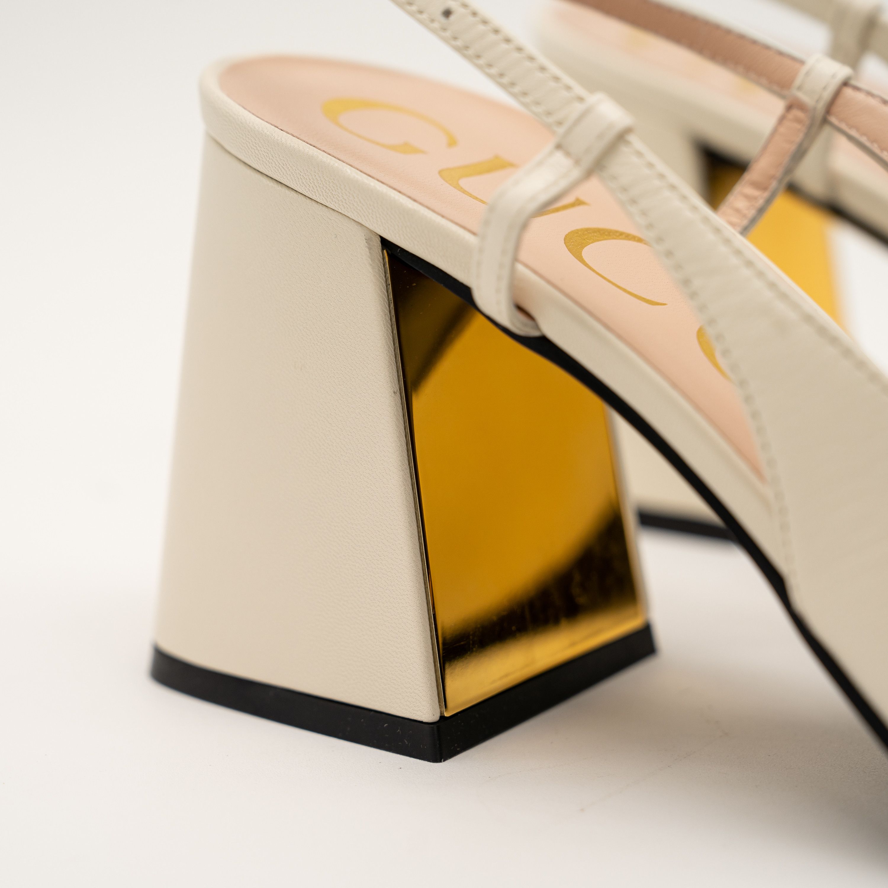 Gucci Gucci 1955 Horsebit Leather Slingback Sandals White Gold Size US 11.5 / IT 41.5 - 9 Thumbnail