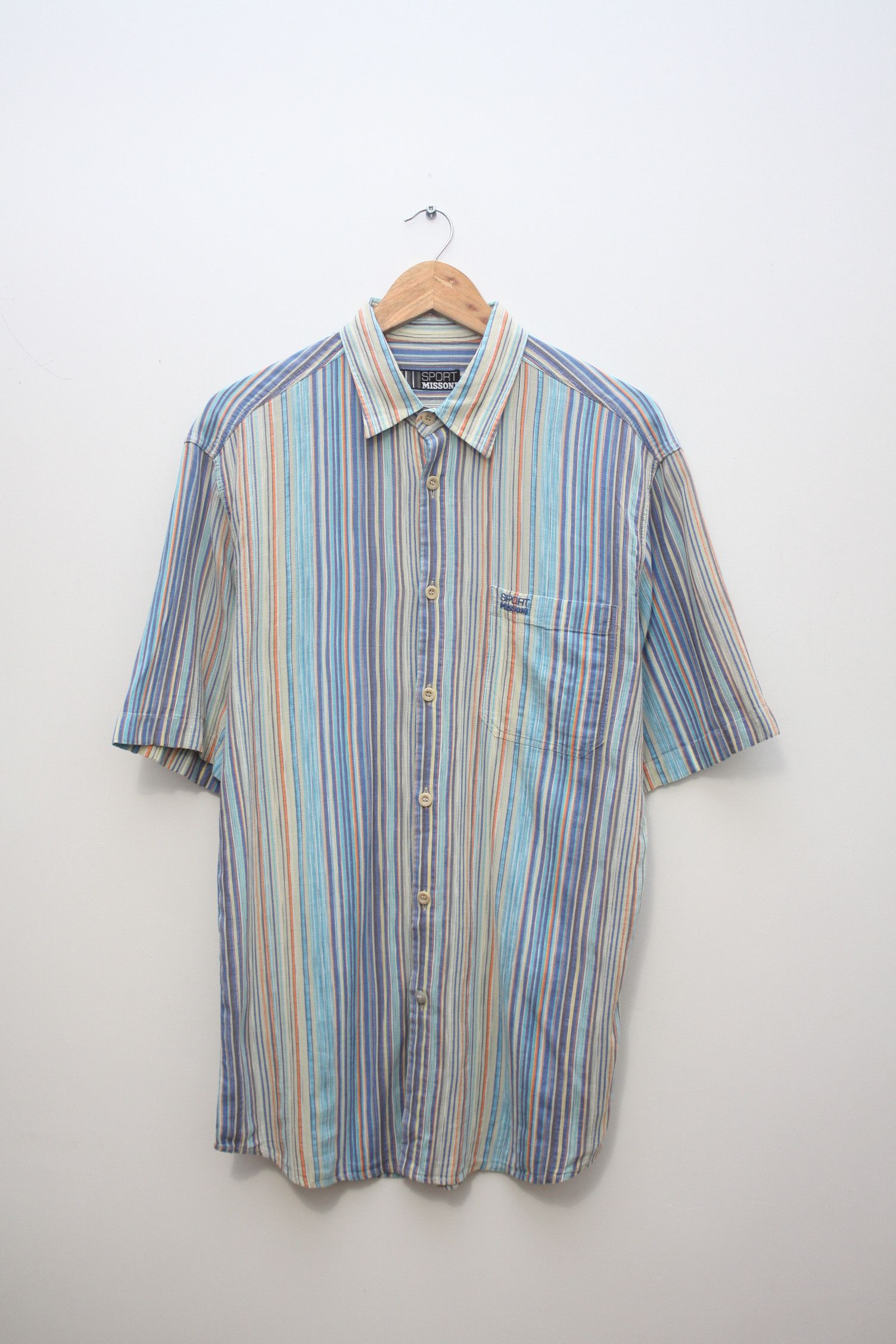 Missoni Missoni Sport Striped Blue Short Sleeve Shirt Men's 50 Size US M / EU 48-50 / 2 - 2 Thumbnail