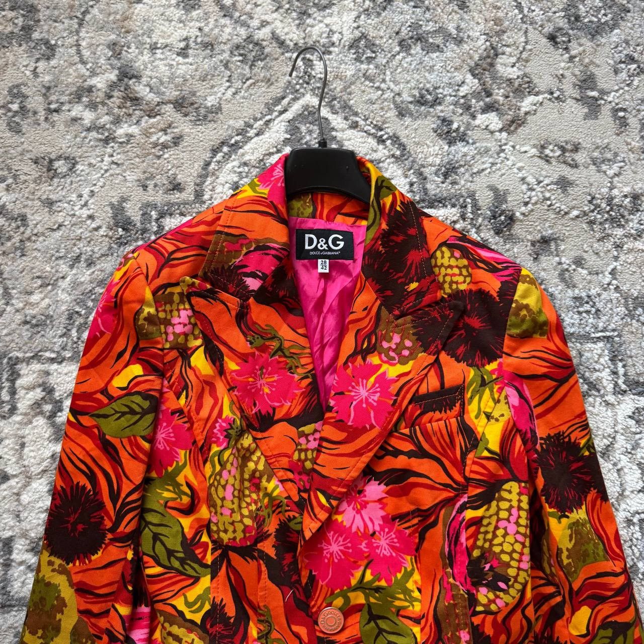 Dolce & Gabbana Dolce Gabbana Archive Neon Orange Pink Floral Blazer Jacket Size M / US 6-8 / IT 42-44 - 4 Thumbnail