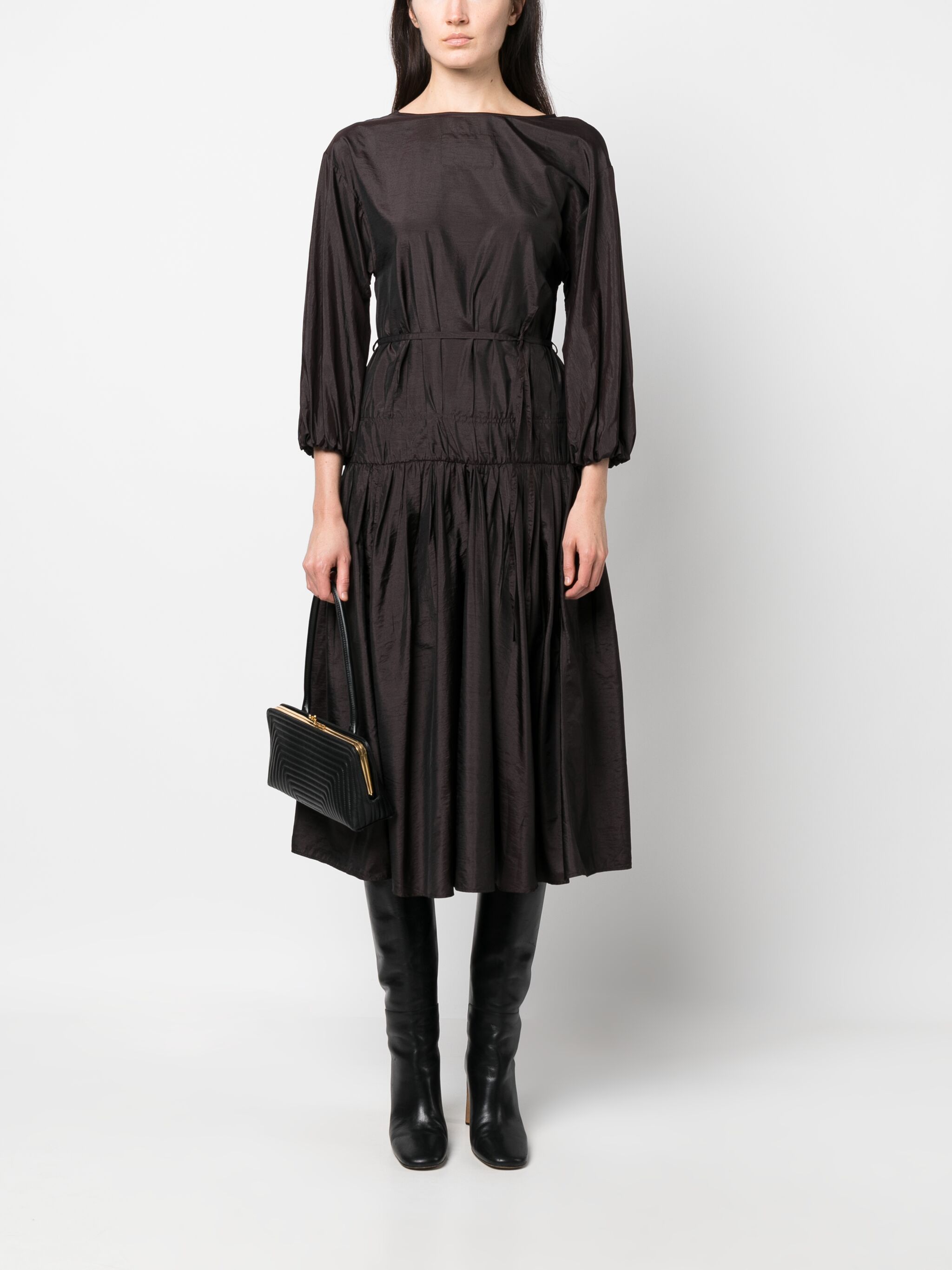Jil Sander o1loc1c1124 Dress in Black Size L / US 10 / IT 46 - 2 Thumbnail