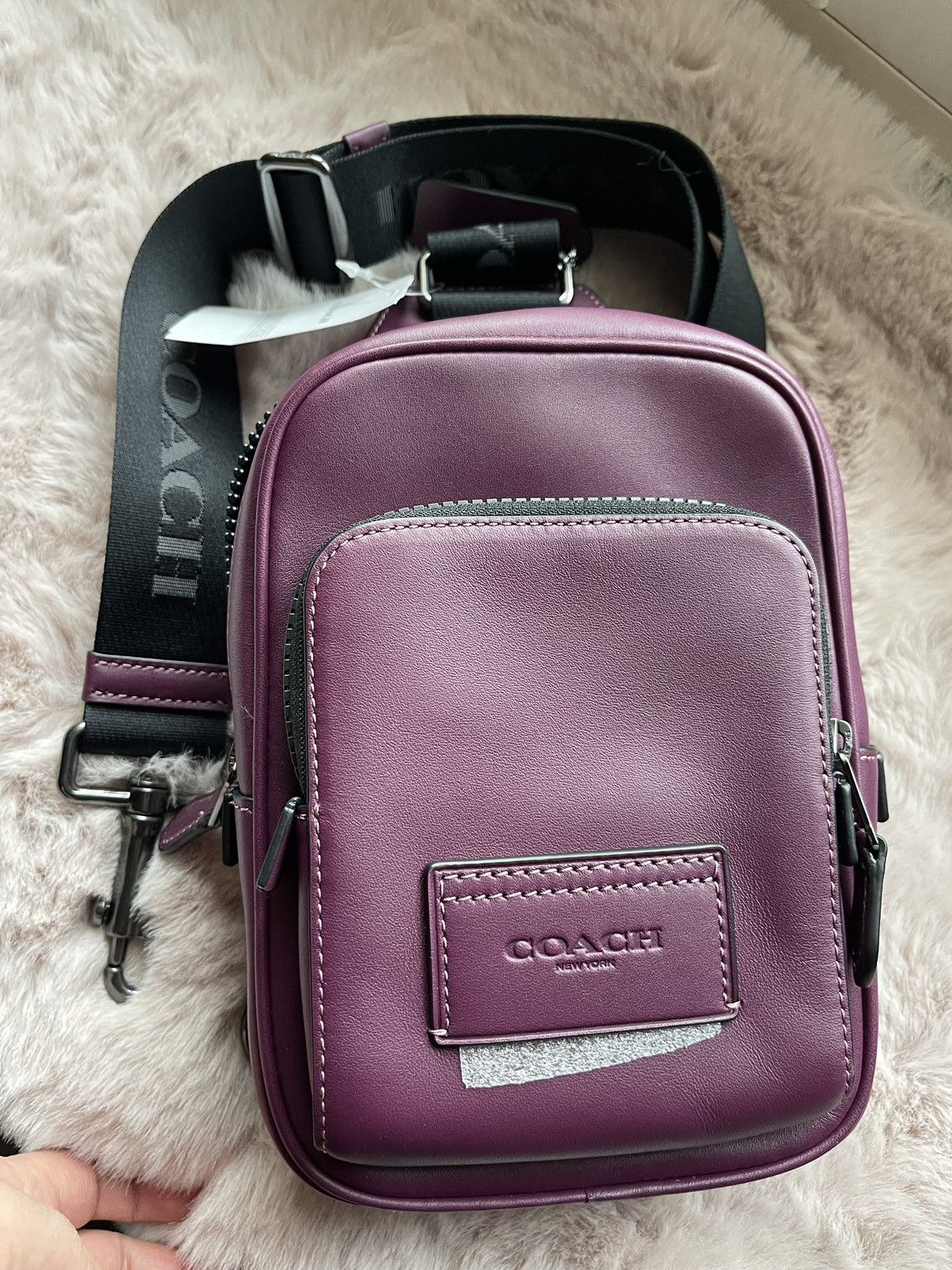 Coach Coach CL410 Track Pack 14 Calf Leather Crossbody /Deep Berry Size ONE SIZE - 12 Thumbnail