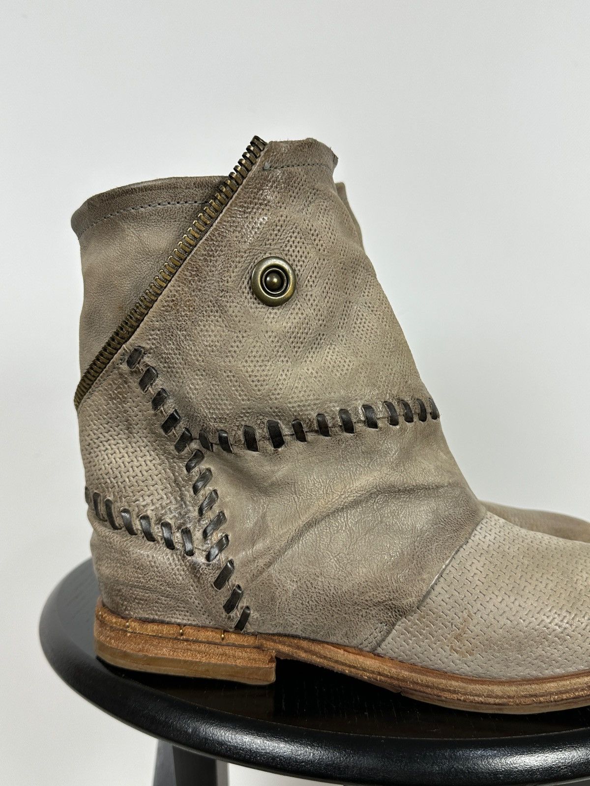 Other A.S.98. Airstep Leather Biker Zip Ankle Boots Size US 7 / IT 37 - 14 Thumbnail