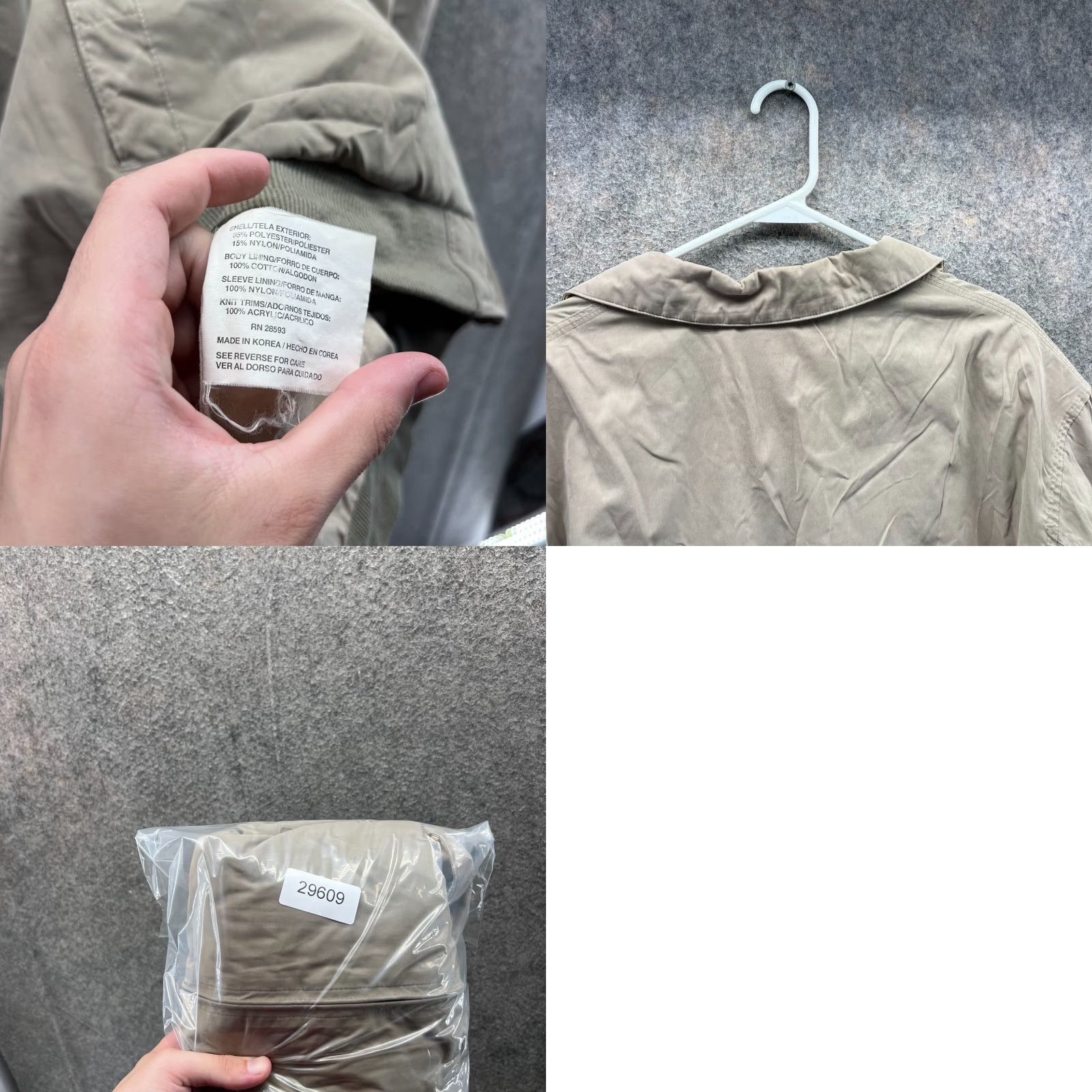 Members Only VINTAGE Members Only Bomber Jacket Men Large Khaki Full Zip Beige Polyester 90s Size US L / EU 52-54 / 3 - 9 Thumbnail
