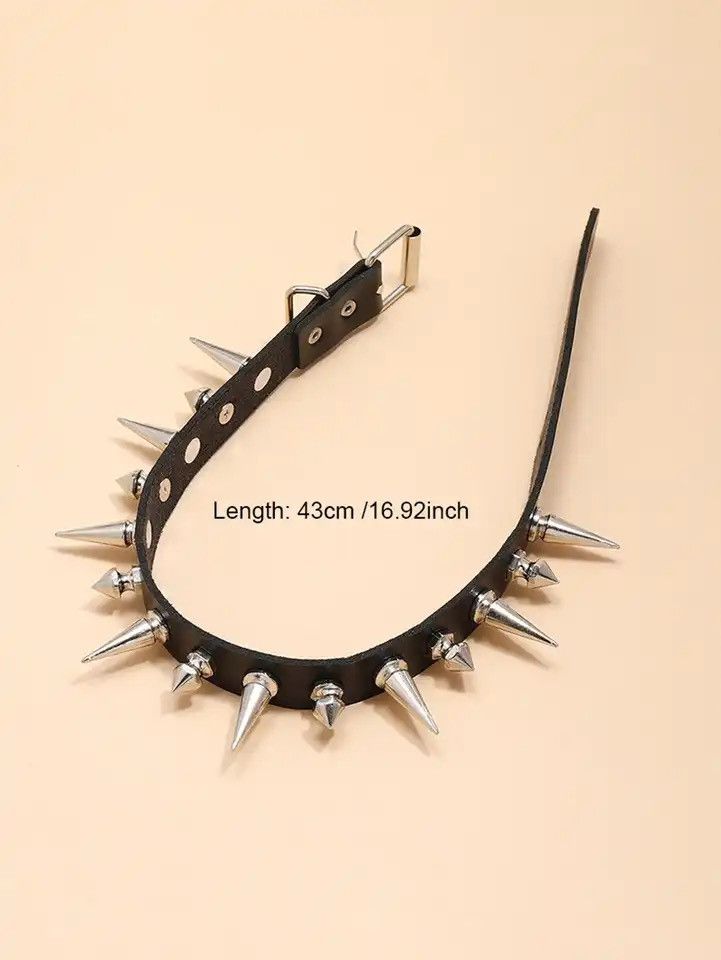 Vintage Neo-gothic style Punk plastic spike PU leather collar choker Size ONE SIZE - 3 Thumbnail