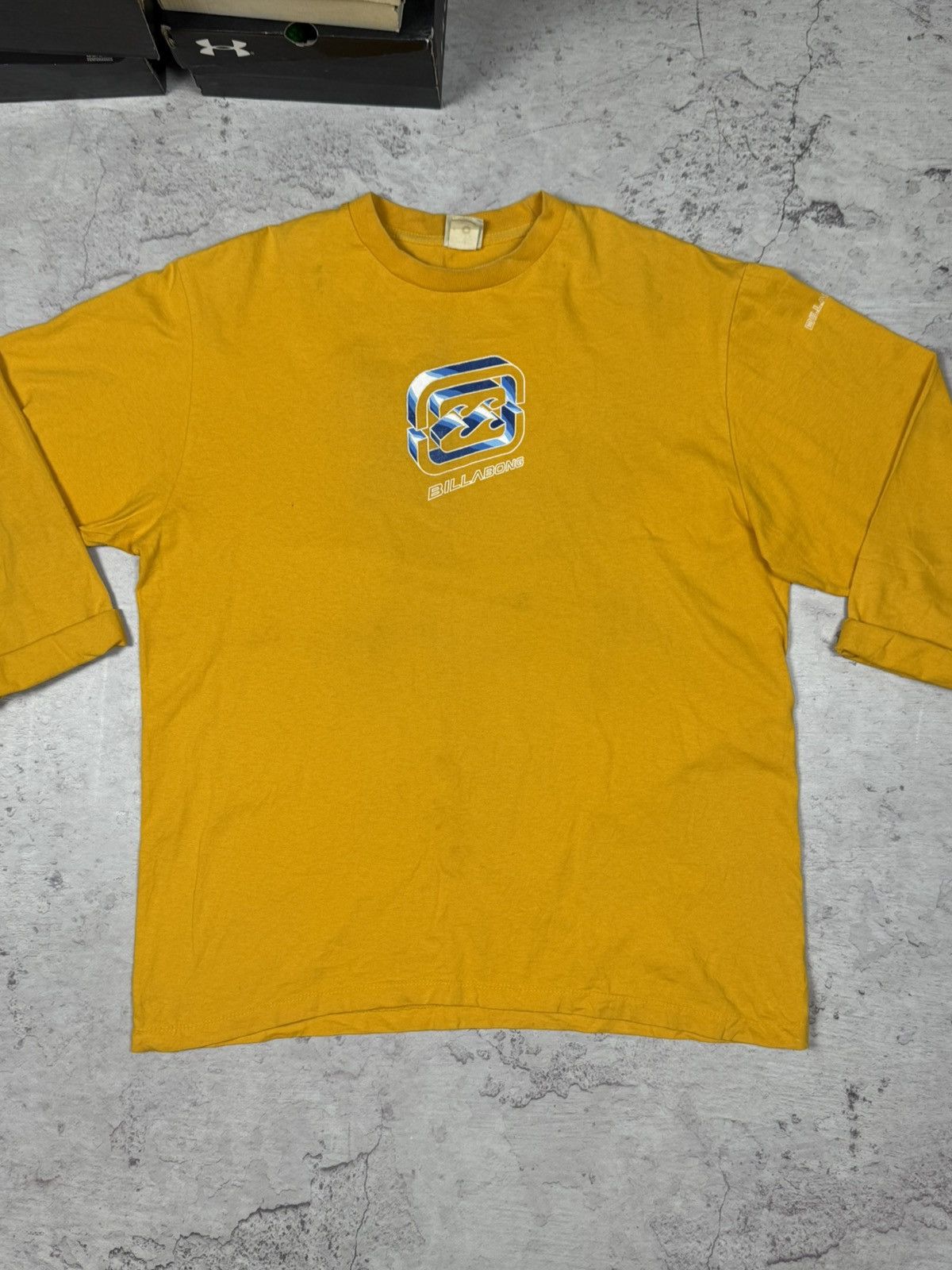 Billabong Vintage 90s Y2K Billabong Big Double Logo Yellow Longsleeve Size US L / EU 52-54 / 3 - 2 Thumbnail