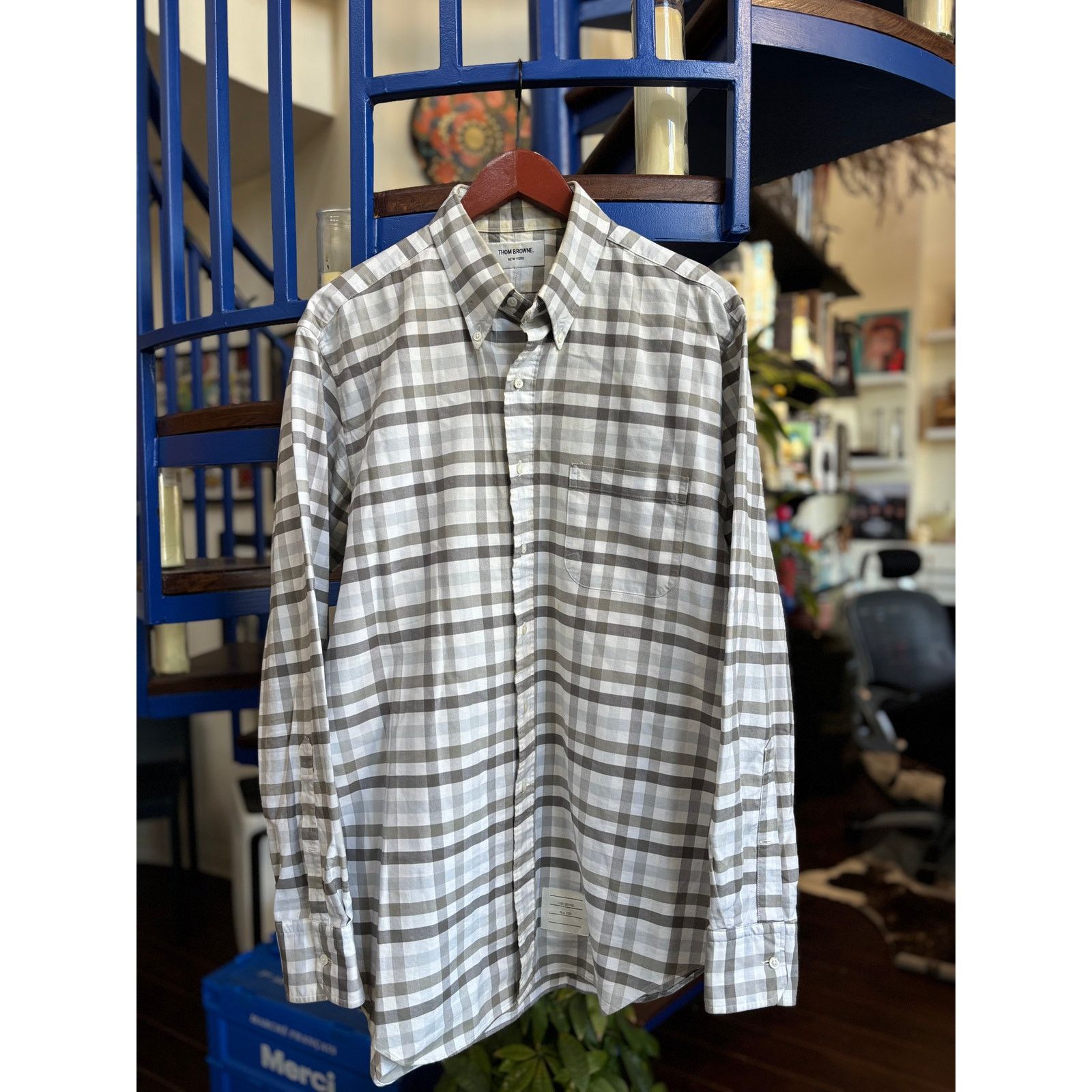 Thom Browne Thom Browne Grey Plaid Button Down Shirt Size 5 (XXL) Size US XXL / EU 58 / 5 - 1 Thumbnail