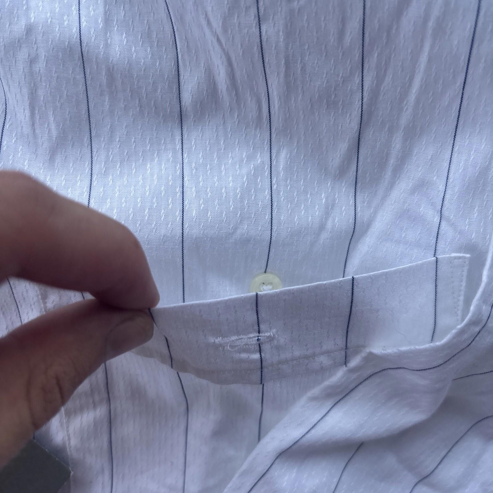 Albert Nipon Men's Albert Nippon Long Sleeve Shirt Size 16 White Striped Size 38R - 4 Thumbnail