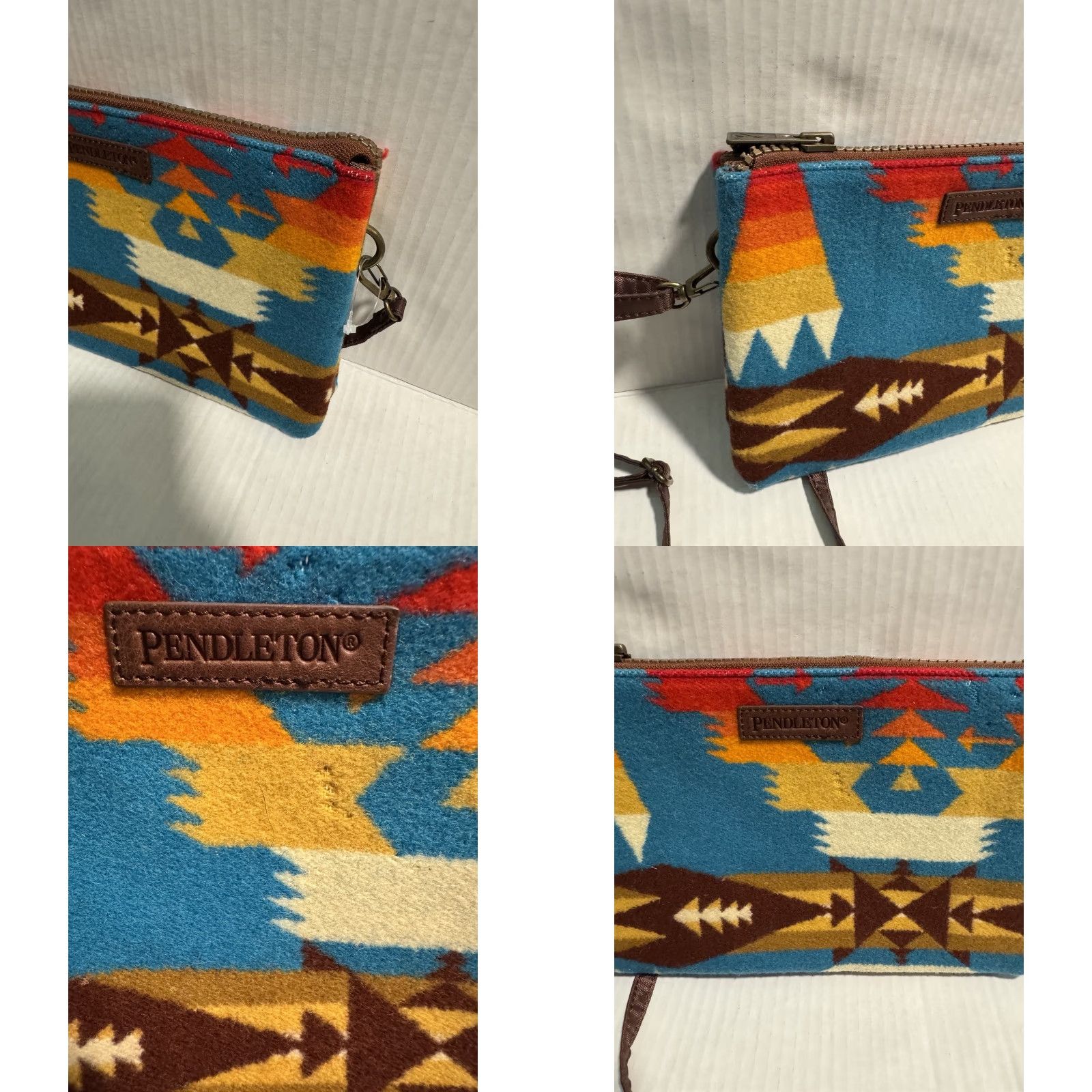 Pendleton PENDLETON Wool Crossbody Clutch Zipper Pouch Southwest Aztec Tribal Horse Pull Bag Women Small Navy Multicolor Geometric Crossbody Accessories Size ONE SIZE - 8 Thumbnail
